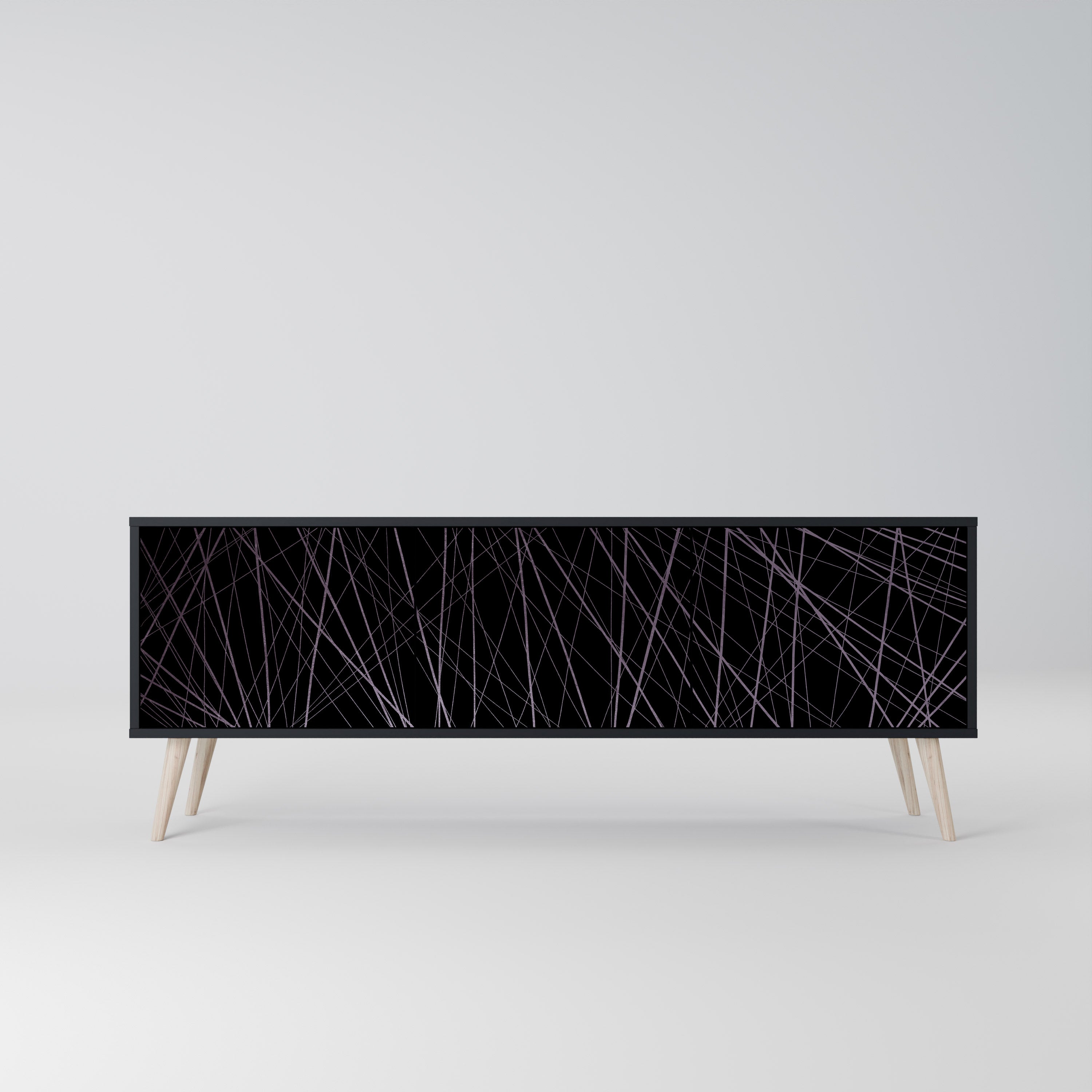 Mueble de TV de 3 puertas SHIMMER SPIDEGRAM con acabado negro