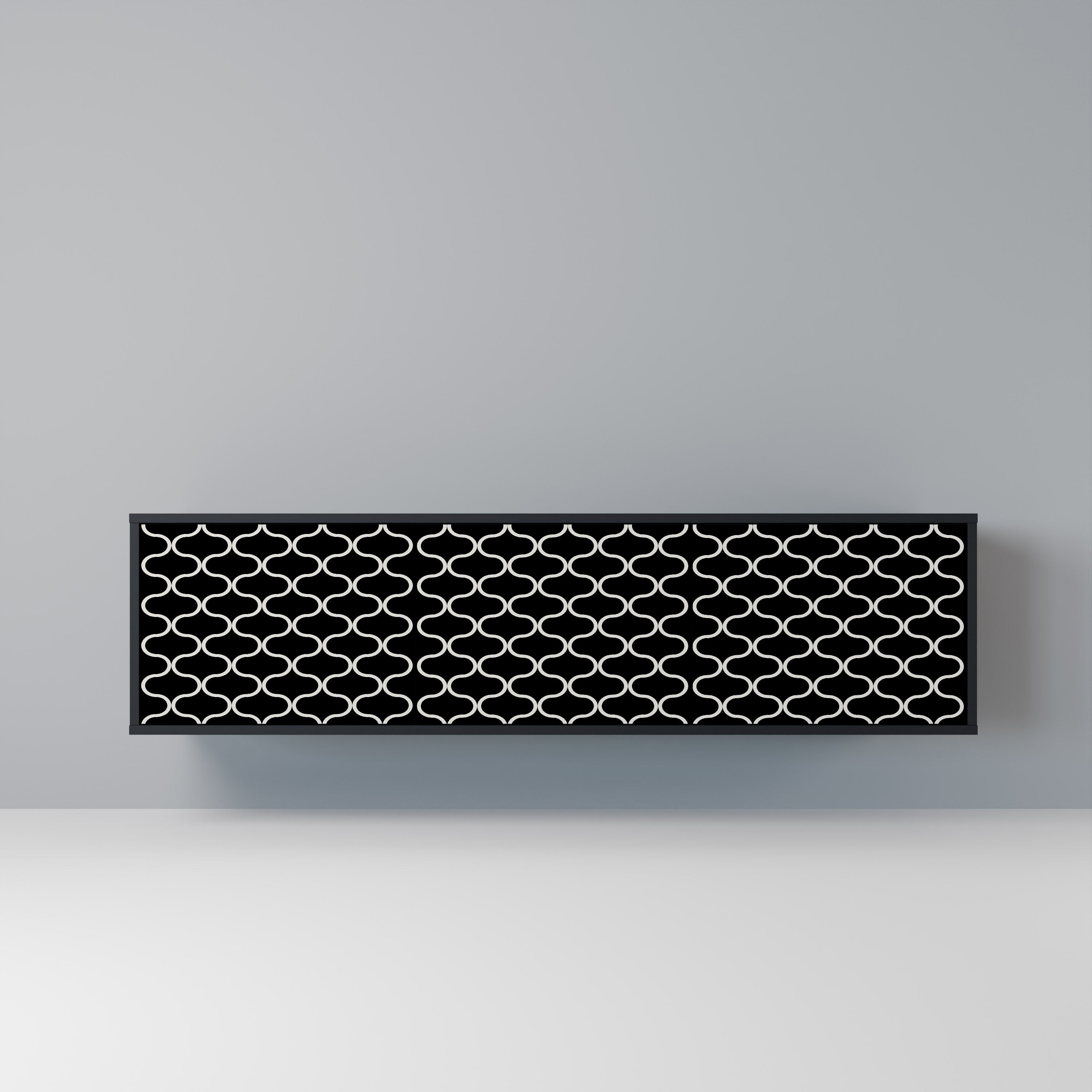 Mueble para TV de 3 puertas TESSELATED BLACKNESS con acabado negro