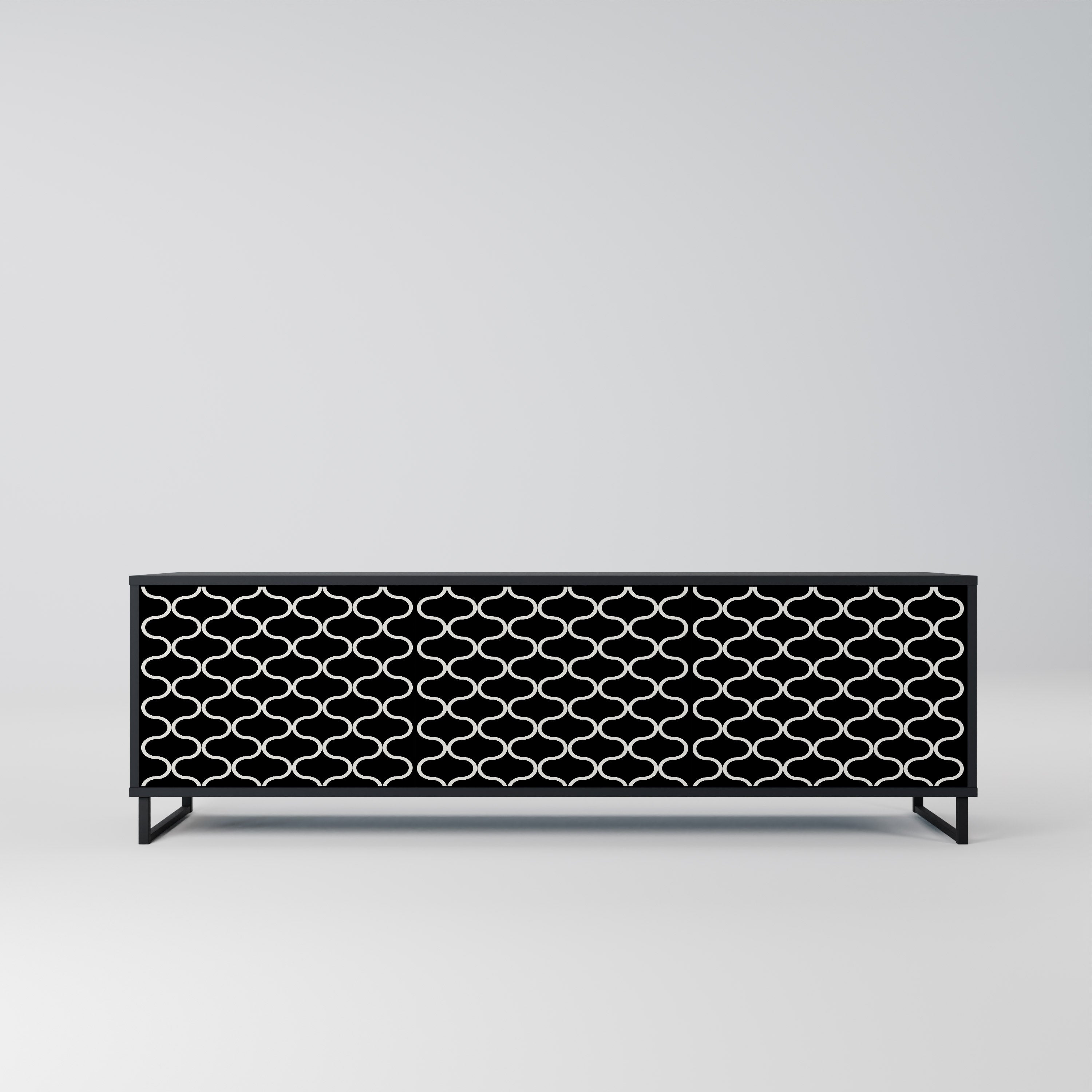 Mueble para TV de 3 puertas TESSELATED BLACKNESS con acabado negro