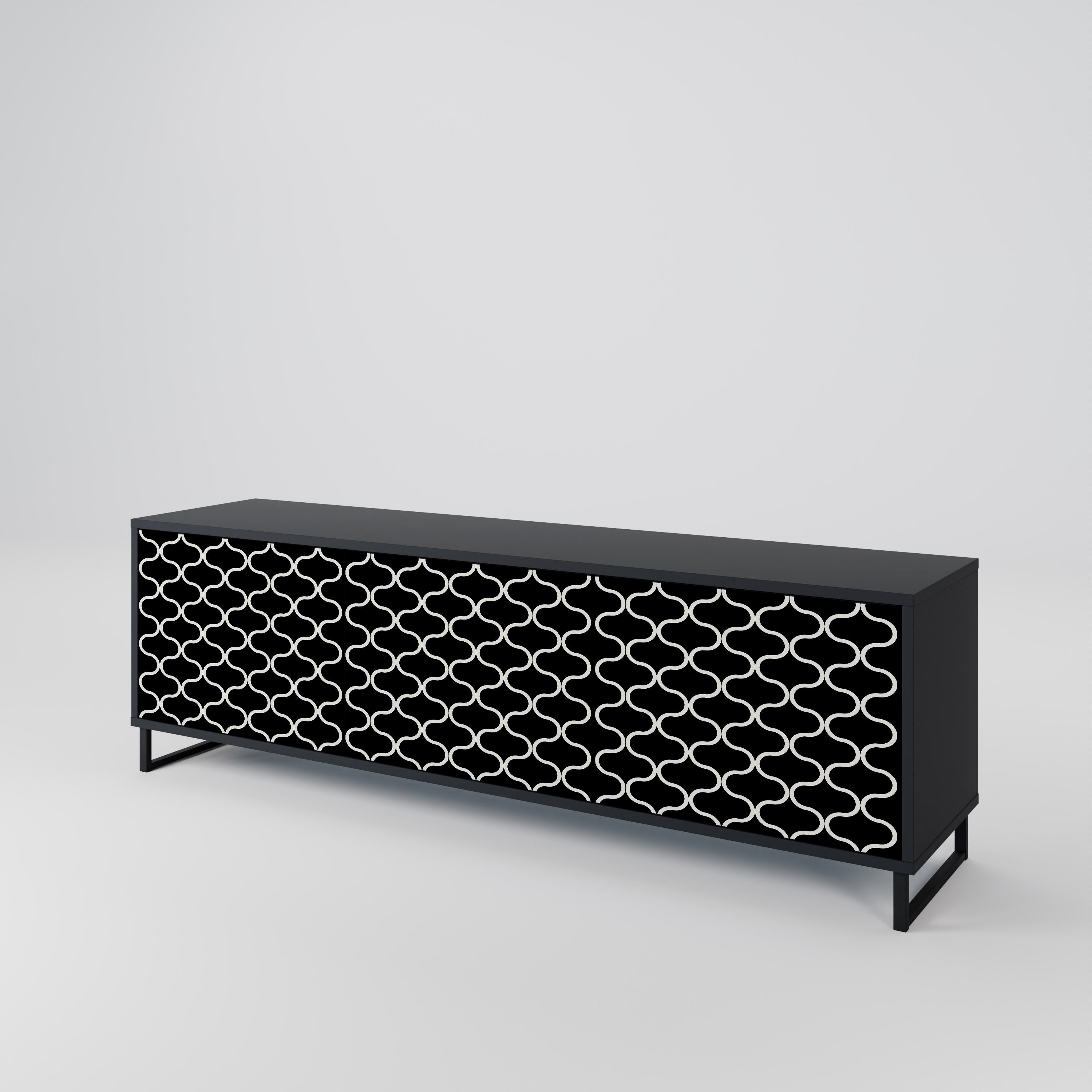 Mueble para TV de 3 puertas TESSELATED BLACKNESS con acabado negro