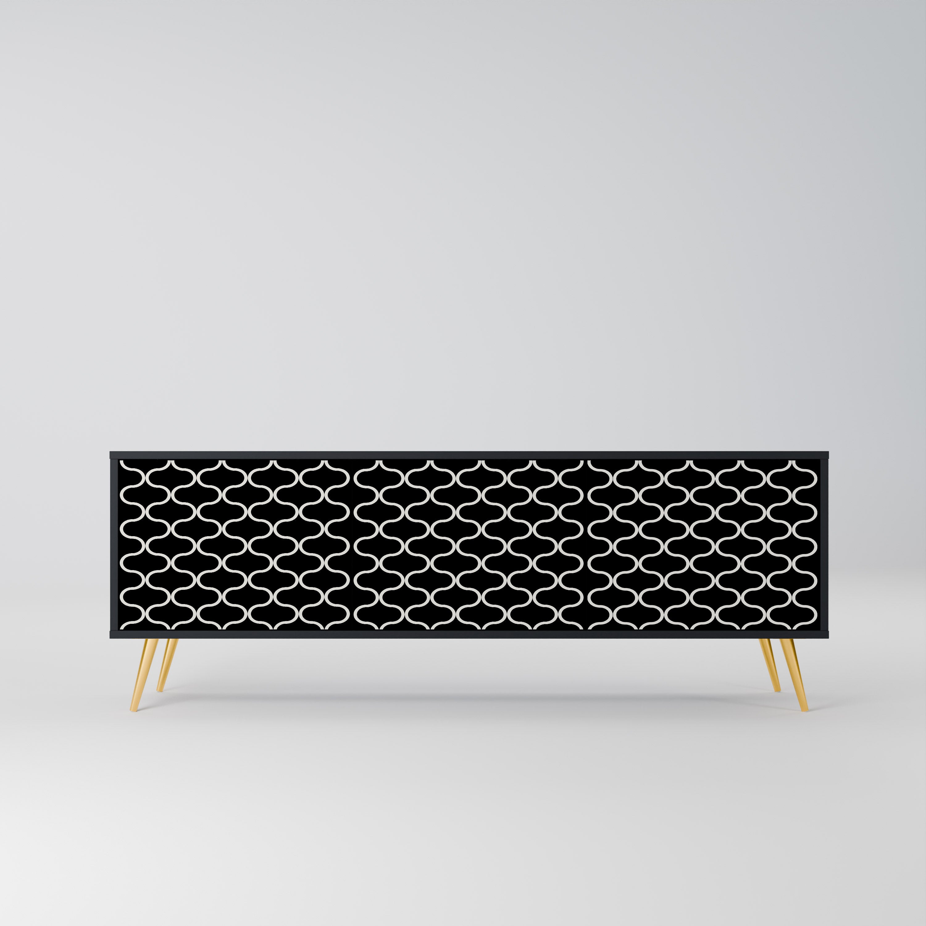 Mueble para TV de 3 puertas TESSELATED BLACKNESS con acabado negro