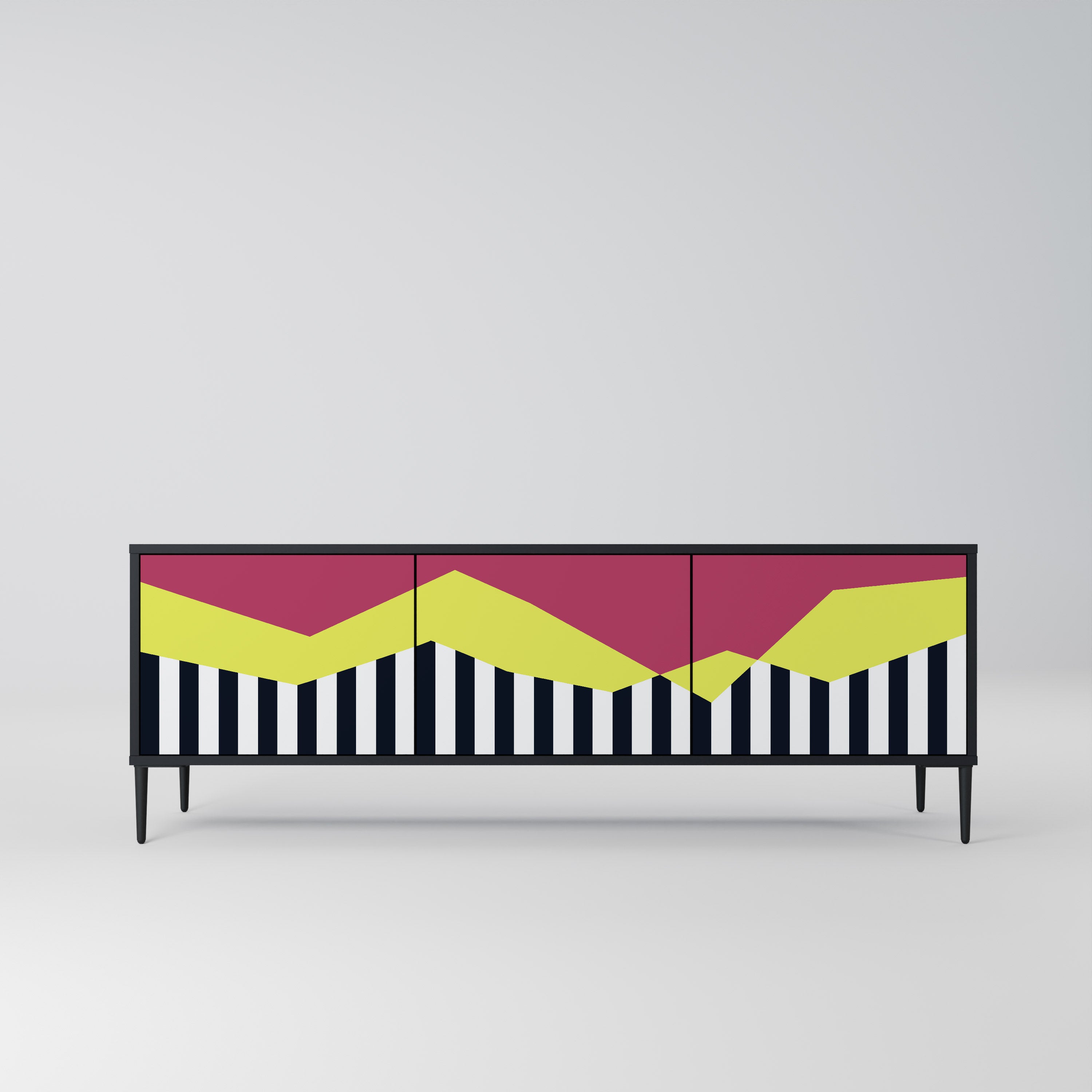 Mueble de TV PIANO FANTASY de 3 puertas con acabado negro