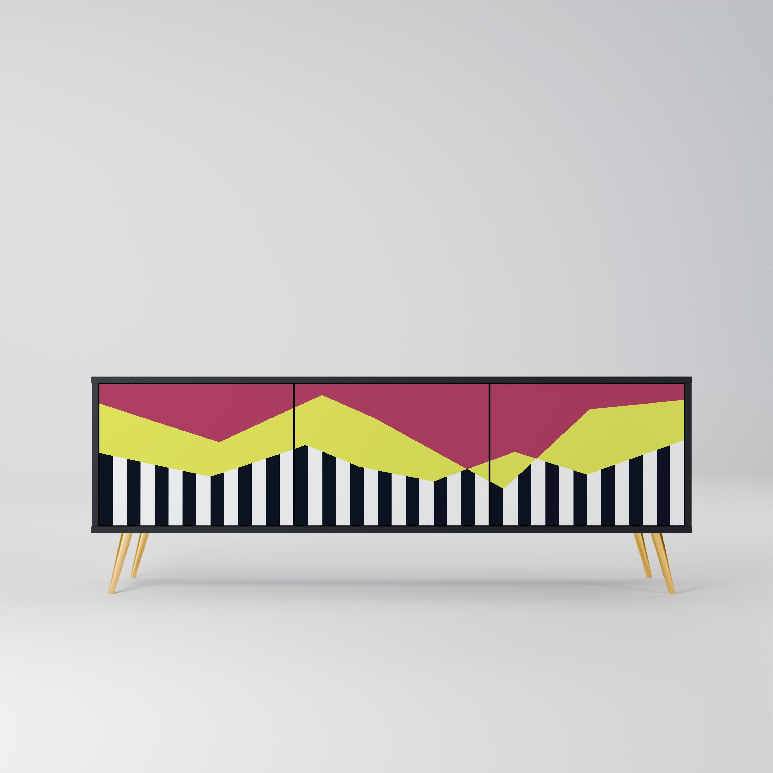 Mueble de TV PIANO FANTASY de 3 puertas con acabado negro