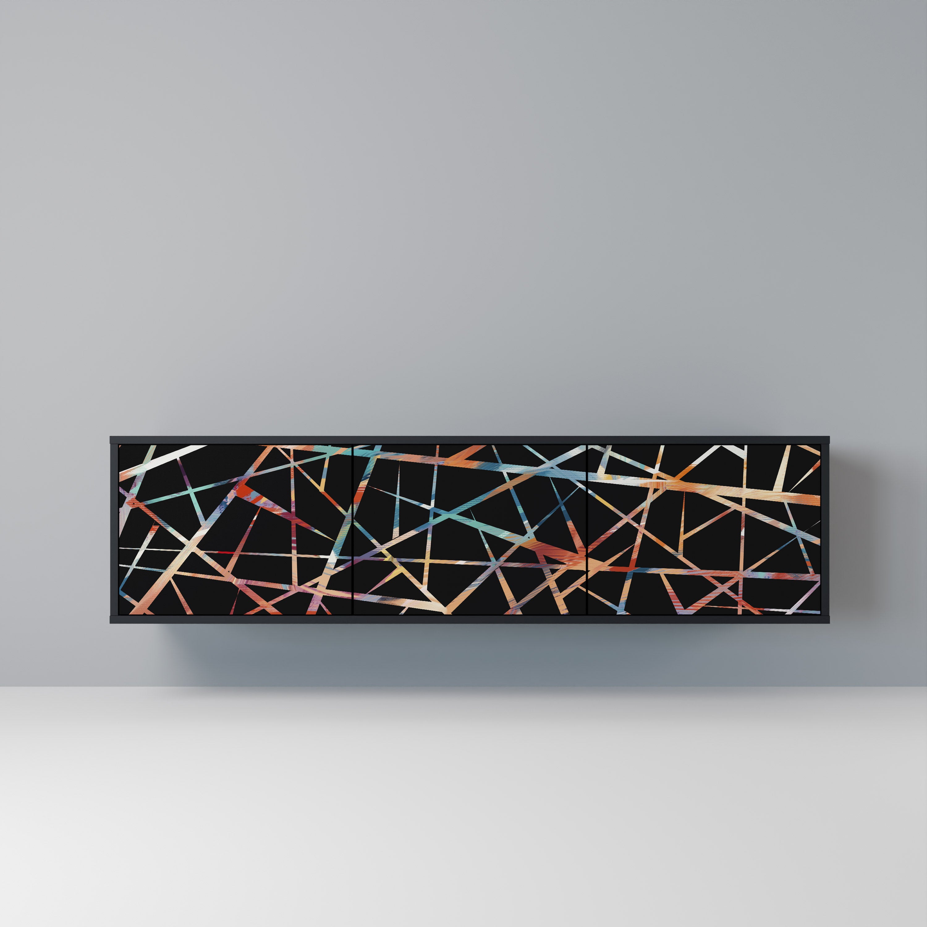 Mueble de TV de 3 puertas POLYGON VERVE en acabado negro