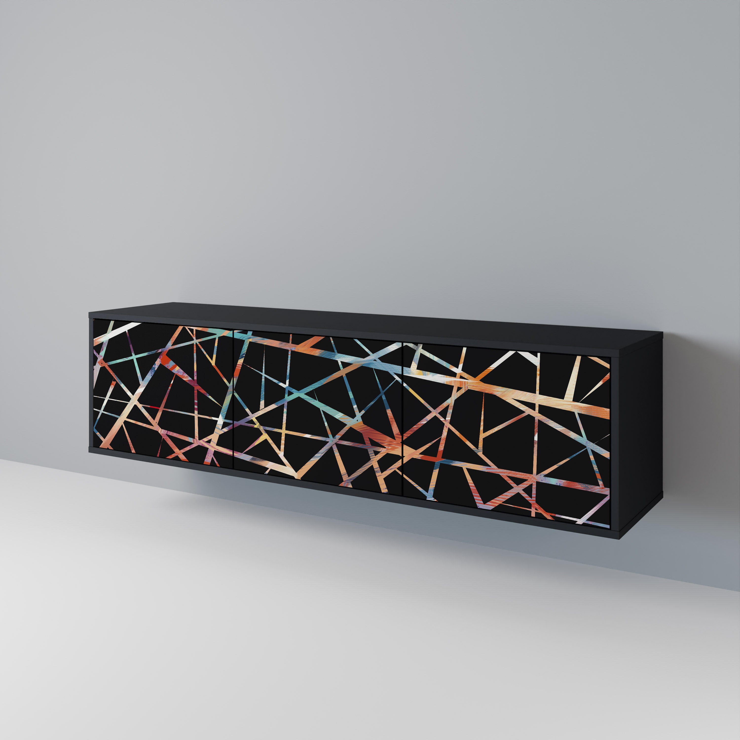 Mueble de TV de 3 puertas POLYGON VERVE en acabado negro