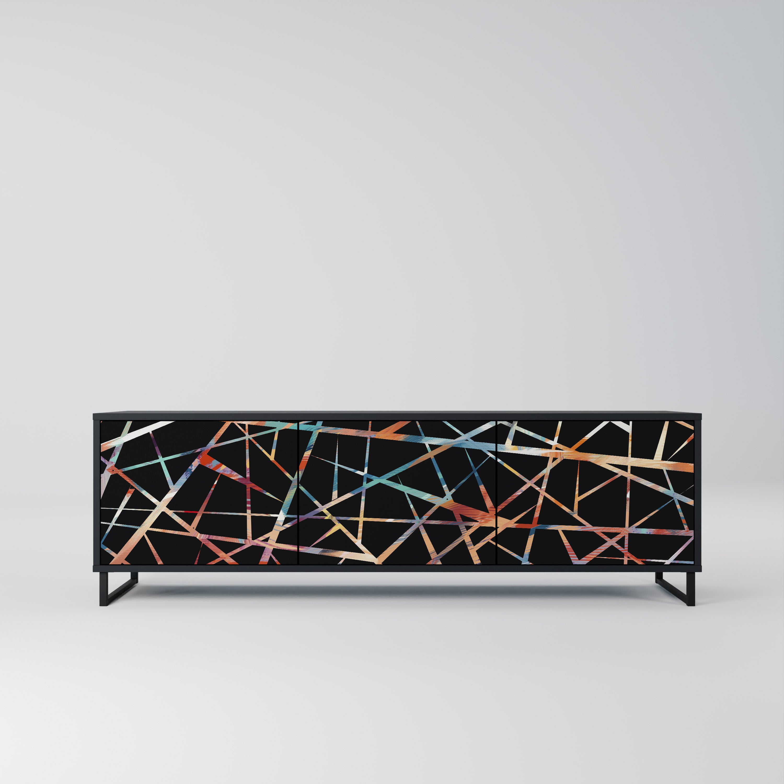 Mueble de TV de 3 puertas POLYGON VERVE en acabado negro