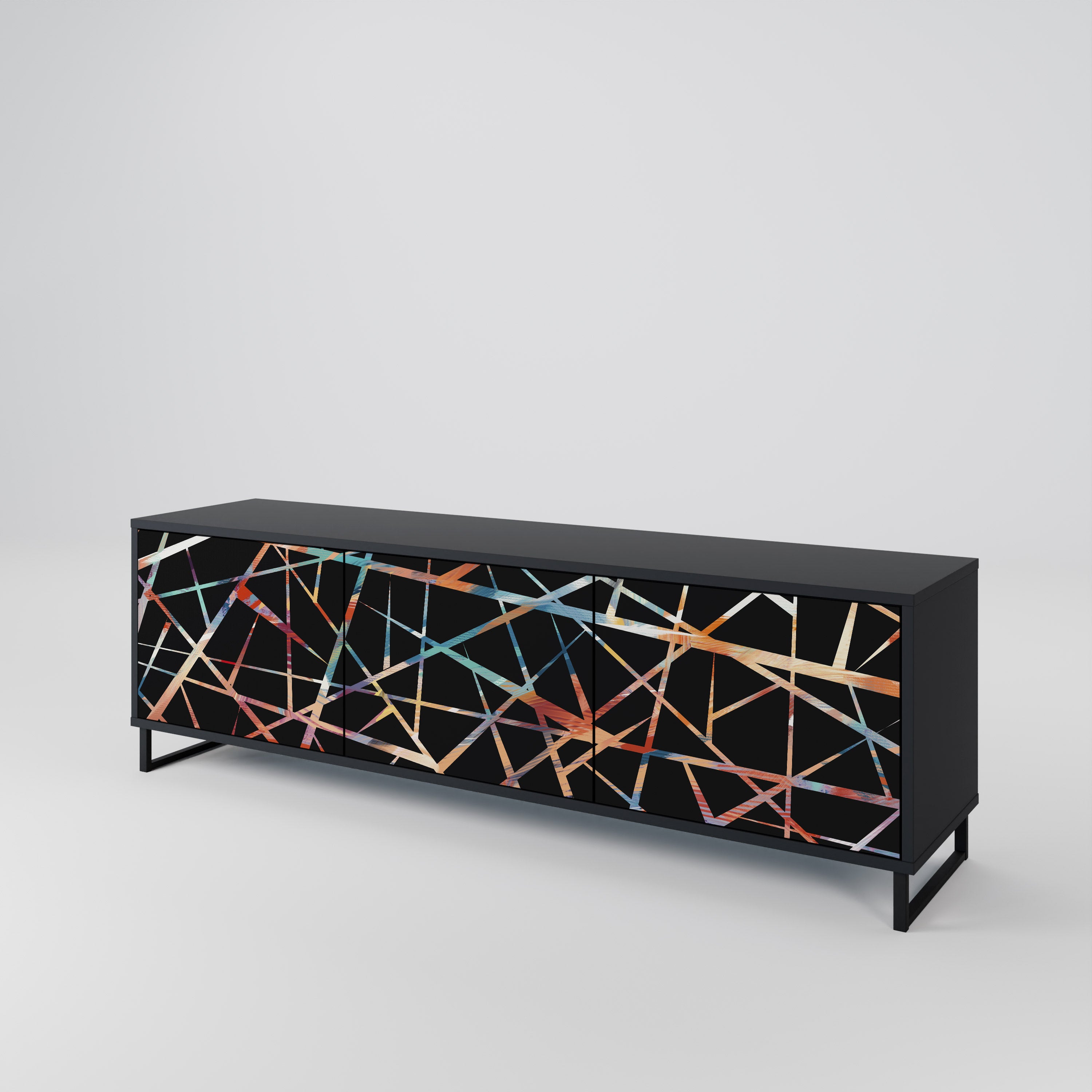 Mueble de TV de 3 puertas POLYGON VERVE en acabado negro