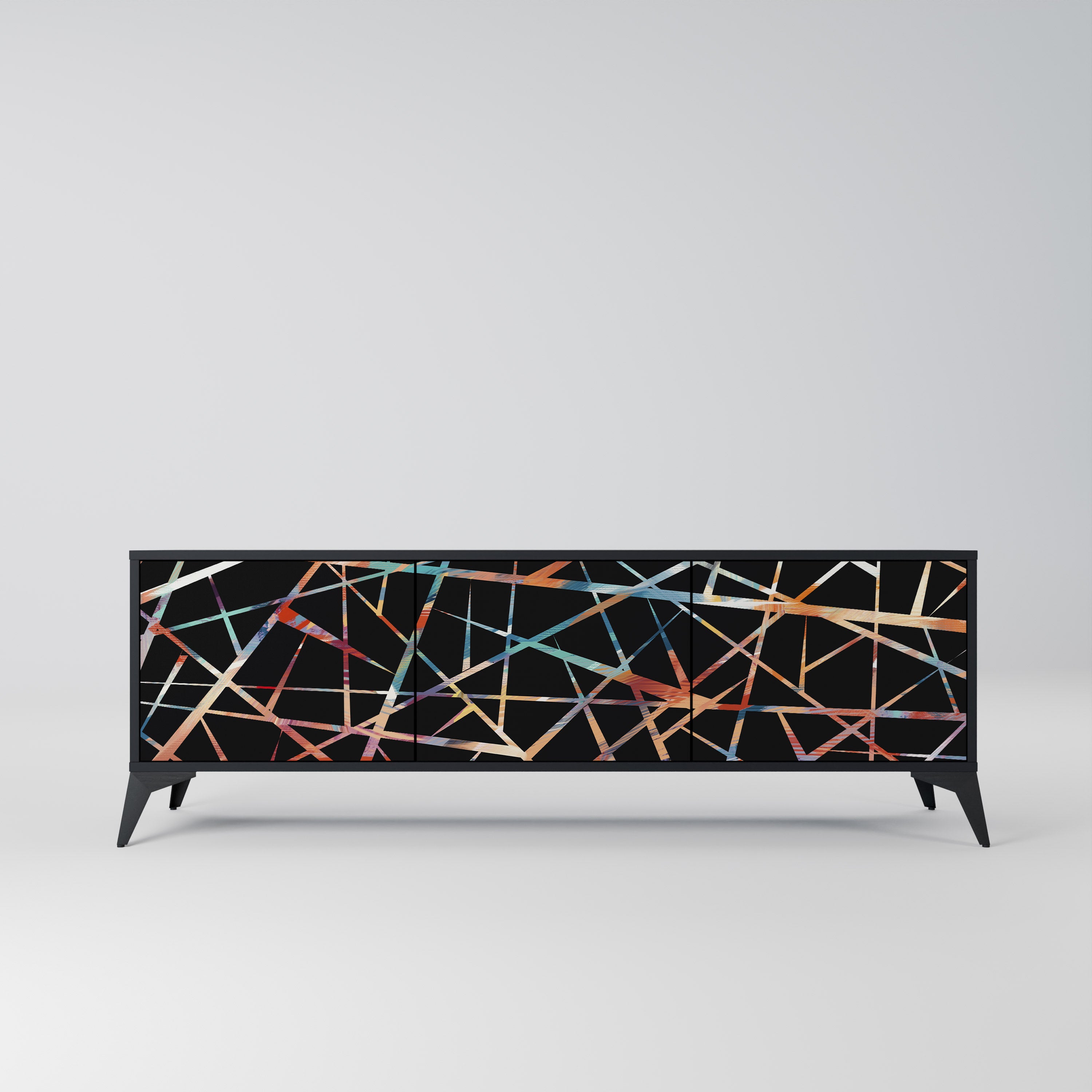 Mueble de TV de 3 puertas POLYGON VERVE en acabado negro