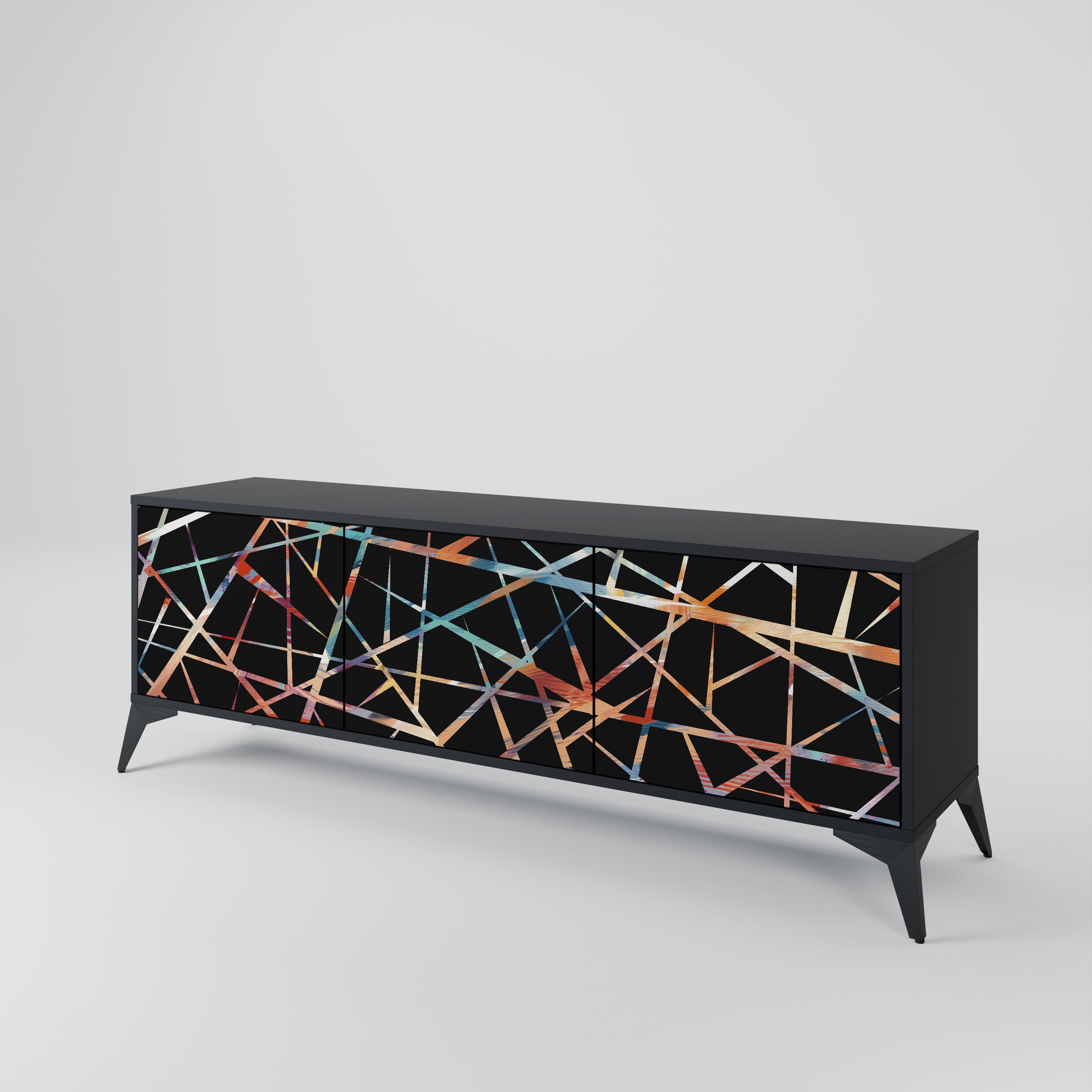 Mueble de TV de 3 puertas POLYGON VERVE en acabado negro