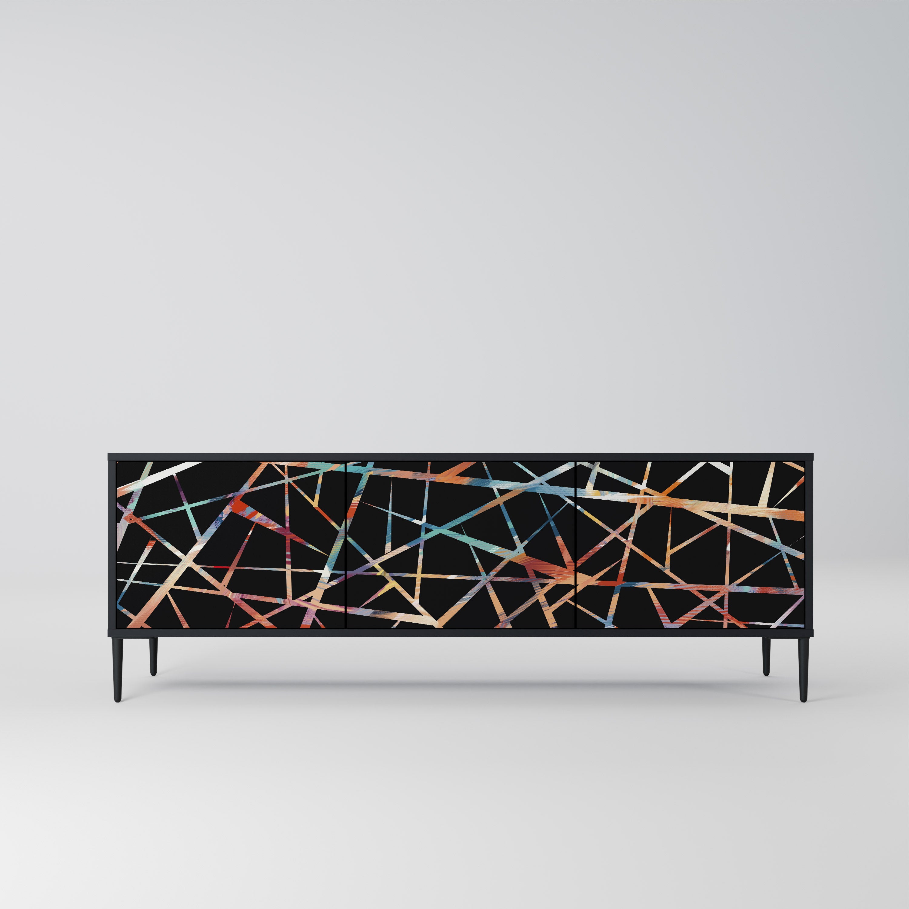 Mueble de TV de 3 puertas POLYGON VERVE en acabado negro