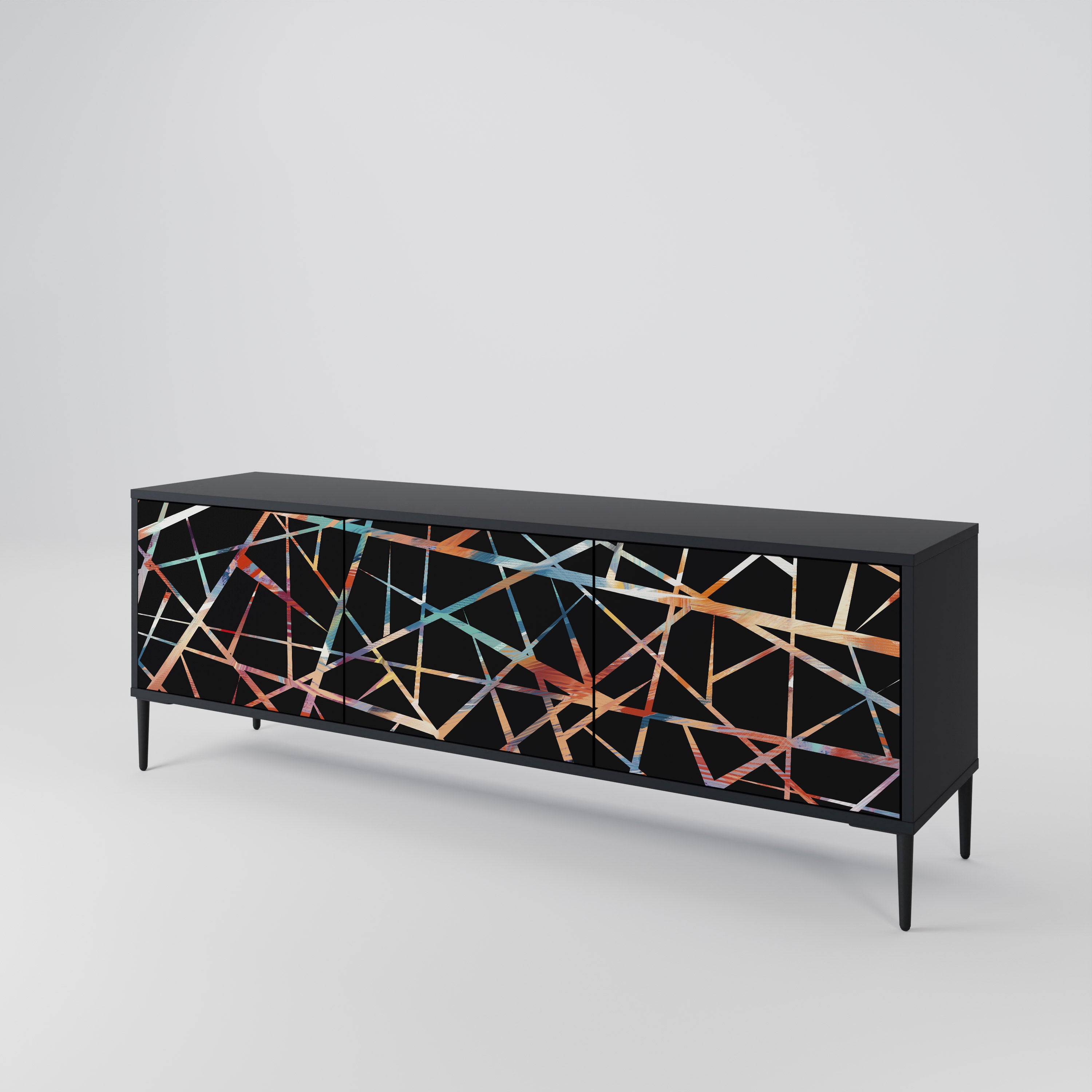 Mueble de TV de 3 puertas POLYGON VERVE en acabado negro