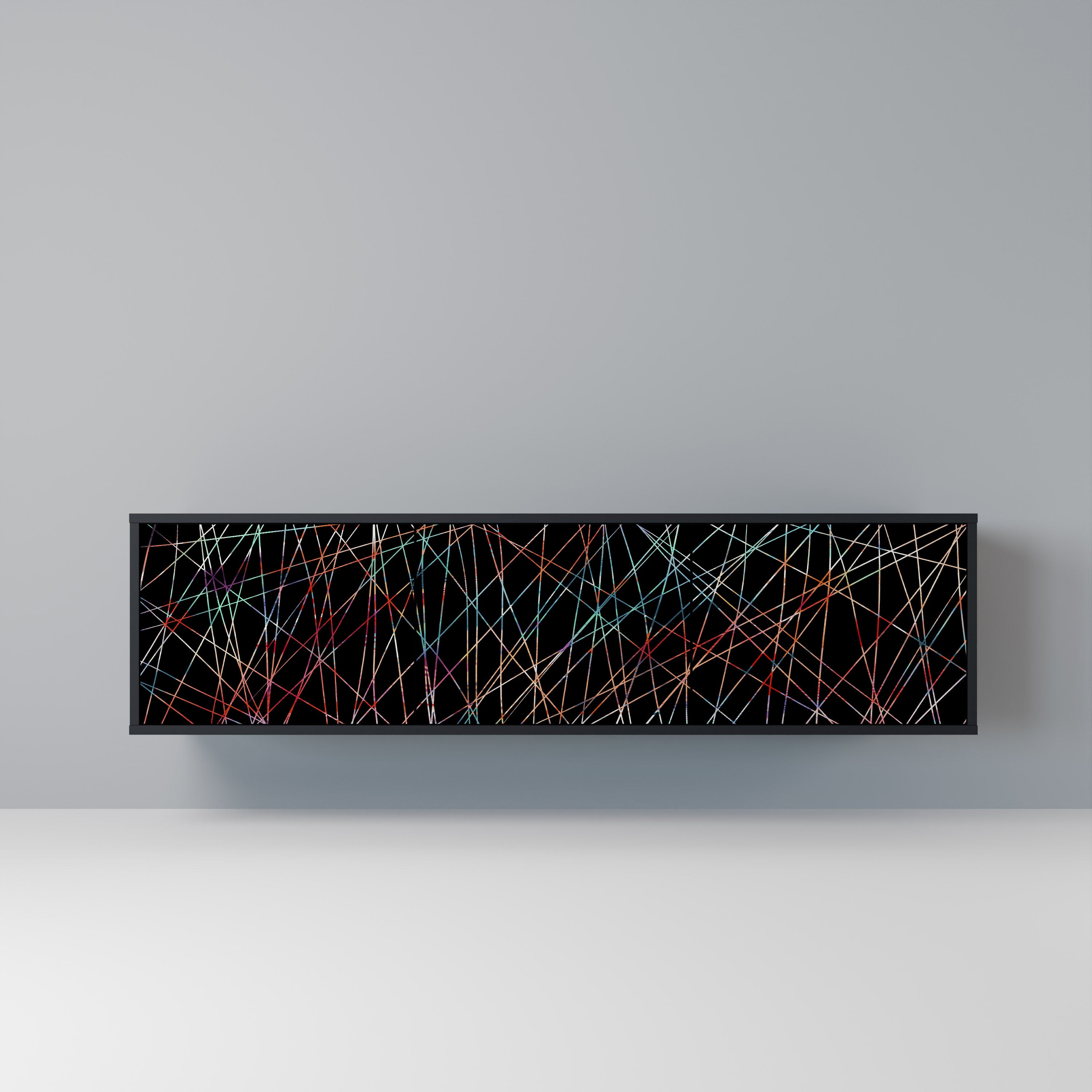 Mueble de TV de 3 puertas LUMINOUS SNARE con acabado negro