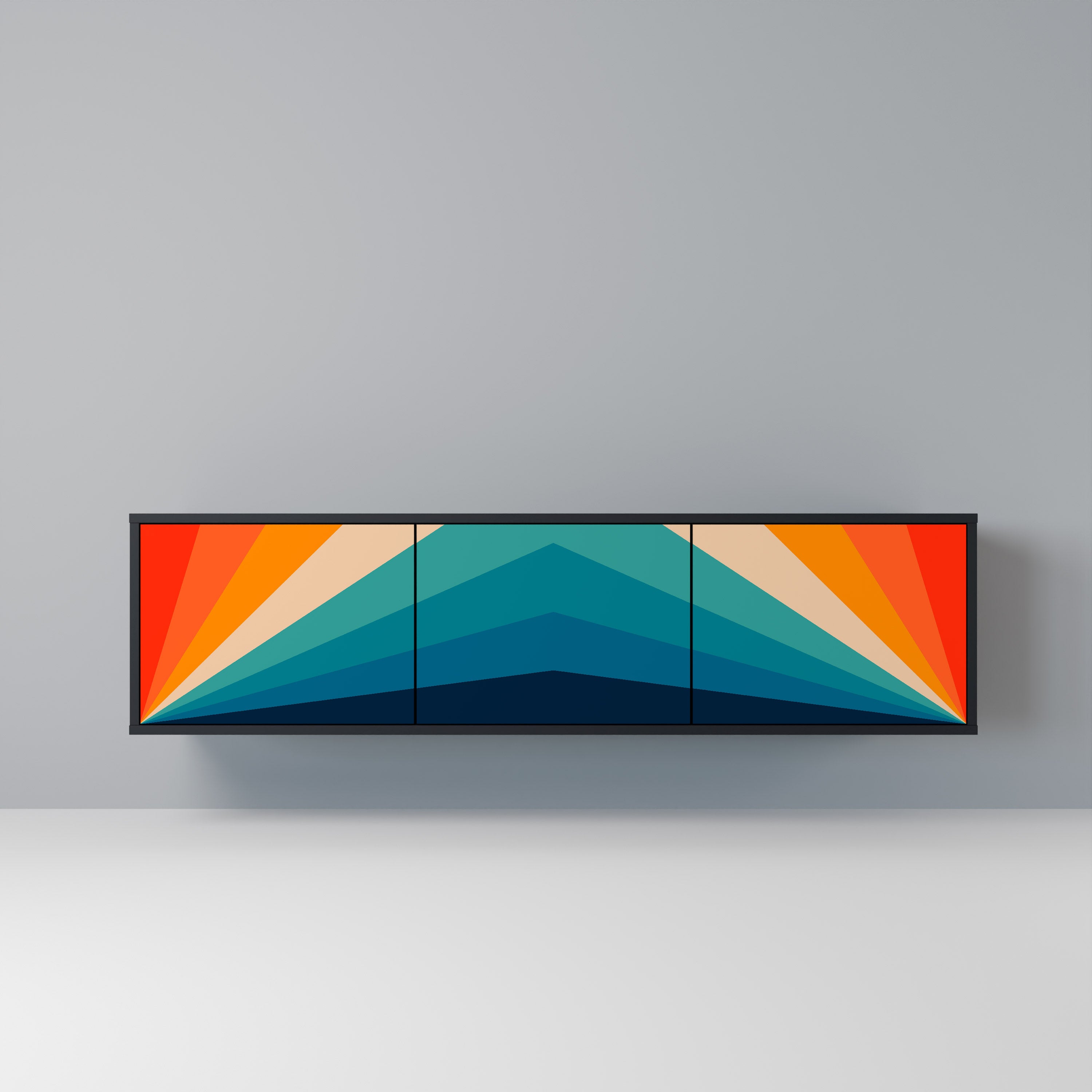 Mueble de TV PRISM CONCUSSION de 3 puertas con acabado negro