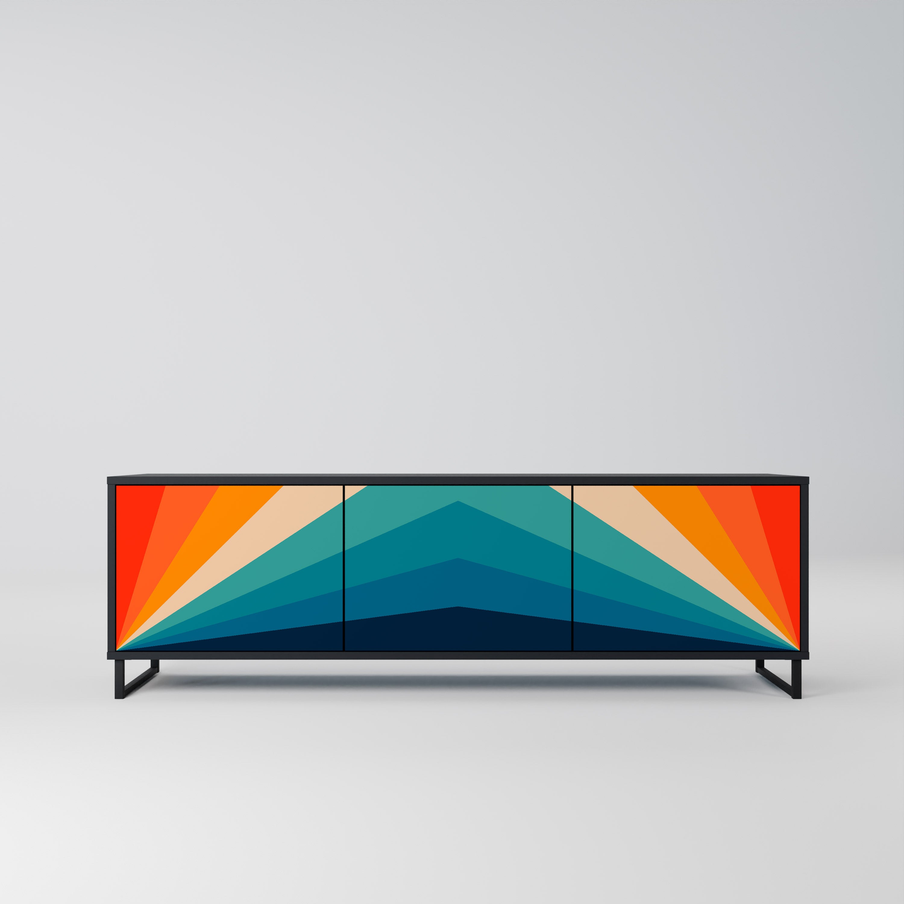Mueble de TV PRISM CONCUSSION de 3 puertas con acabado negro