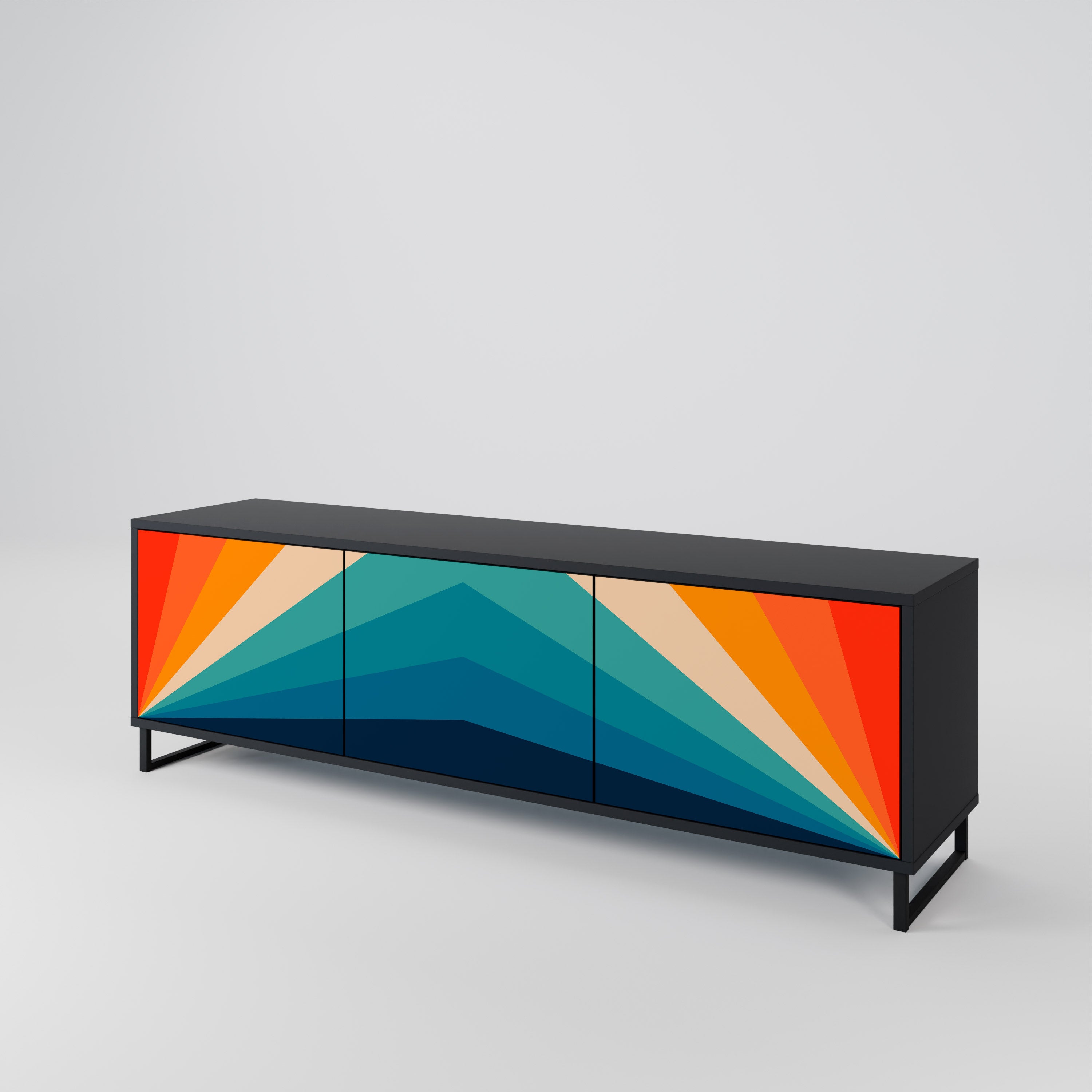 Mueble de TV PRISM CONCUSSION de 3 puertas con acabado negro