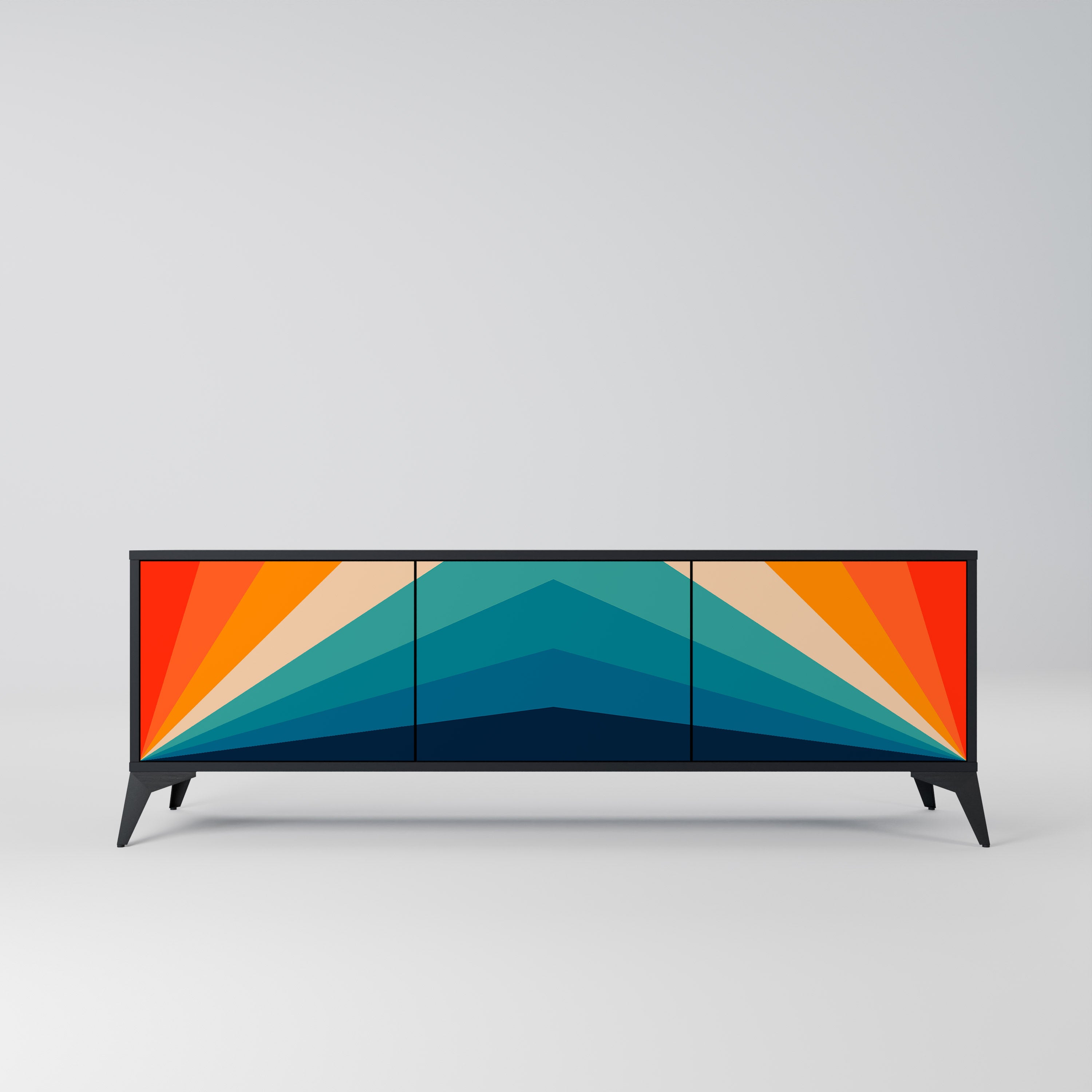 Mueble de TV PRISM CONCUSSION de 3 puertas con acabado negro