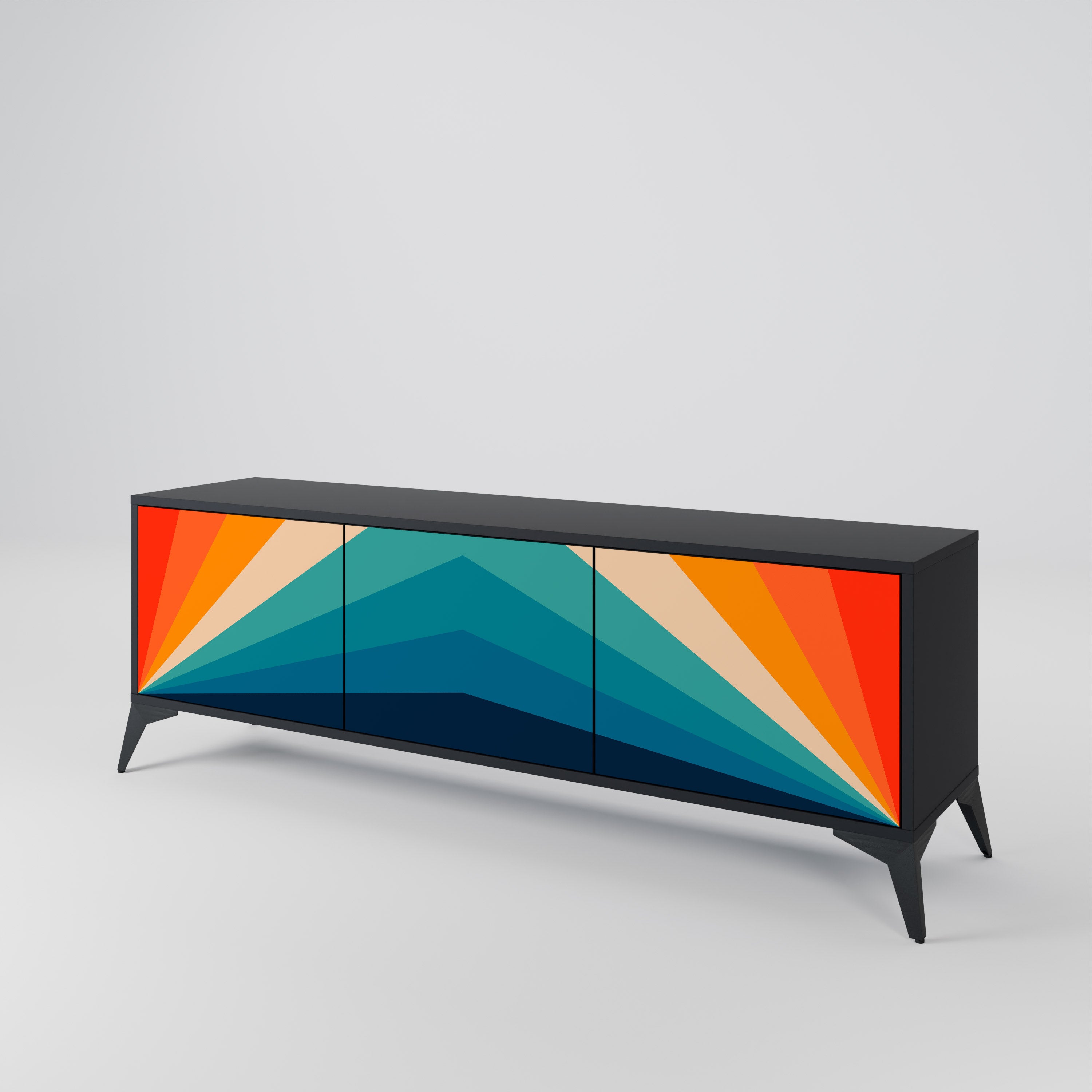 Mueble de TV PRISM CONCUSSION de 3 puertas con acabado negro