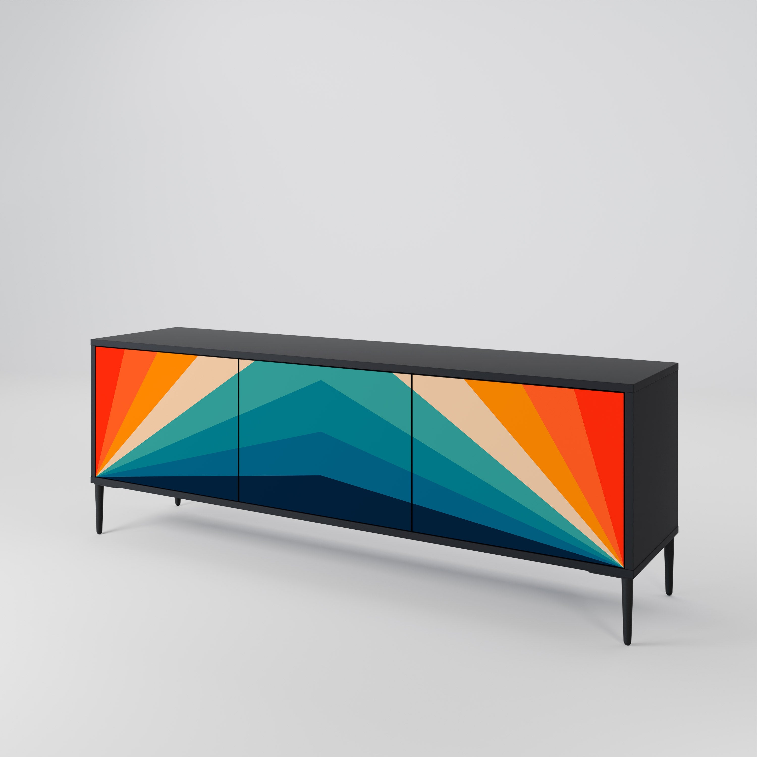 Mueble de TV PRISM CONCUSSION de 3 puertas con acabado negro