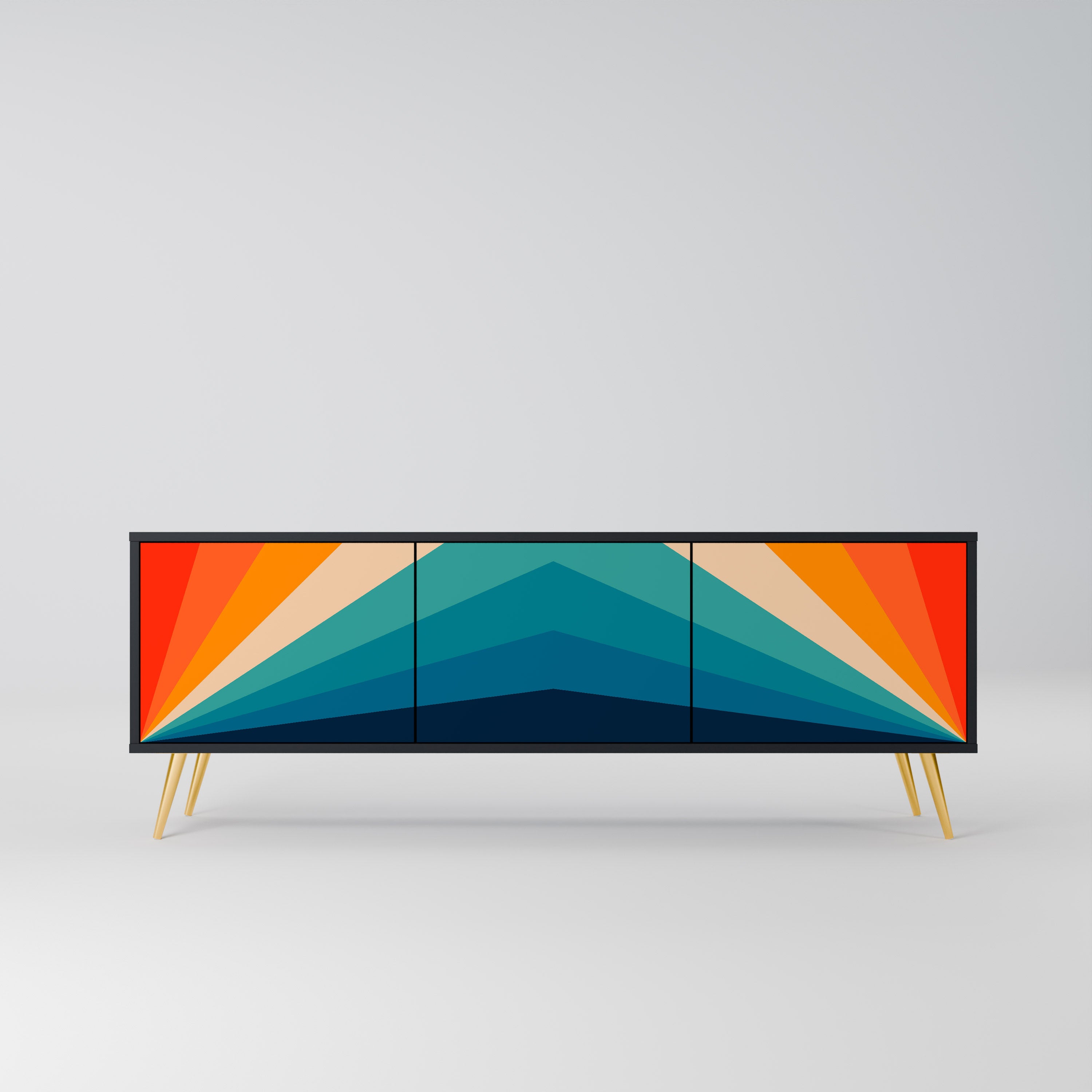 Mueble de TV PRISM CONCUSSION de 3 puertas con acabado negro