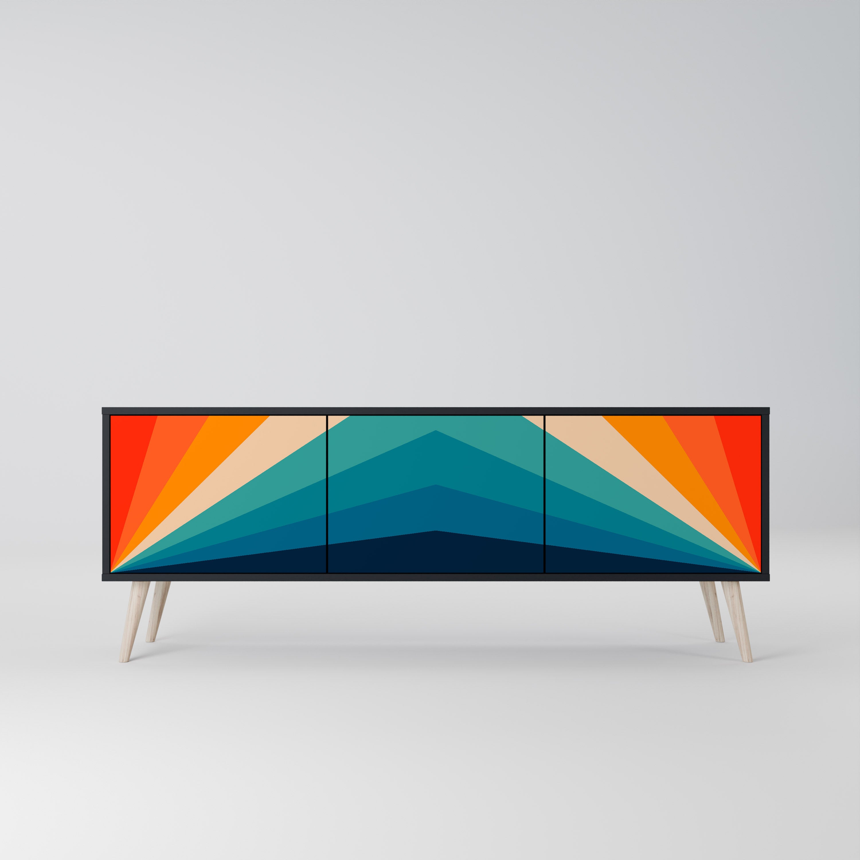 Mueble de TV PRISM CONCUSSION de 3 puertas con acabado negro
