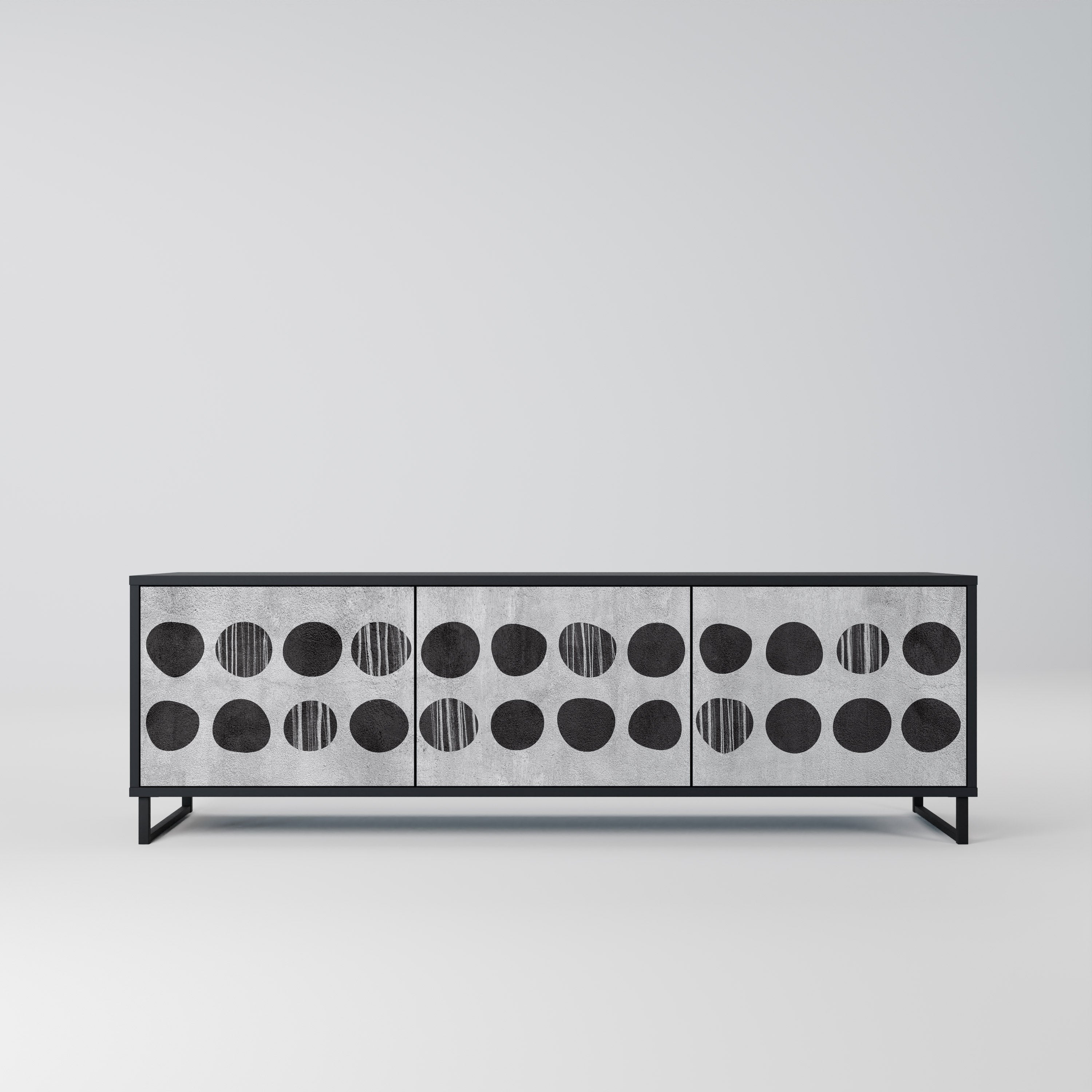 Mueble de TV de 3 puertas GHOSTLY GRADIENTS con acabado negro