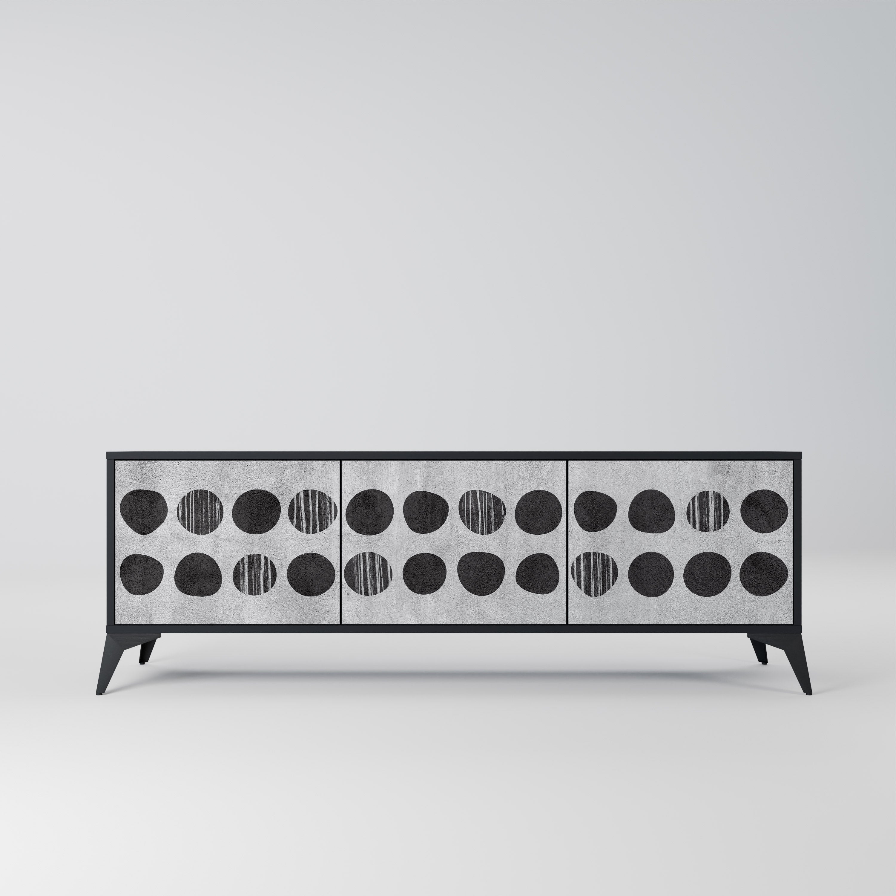 Mueble de TV de 3 puertas GHOSTLY GRADIENTS con acabado negro