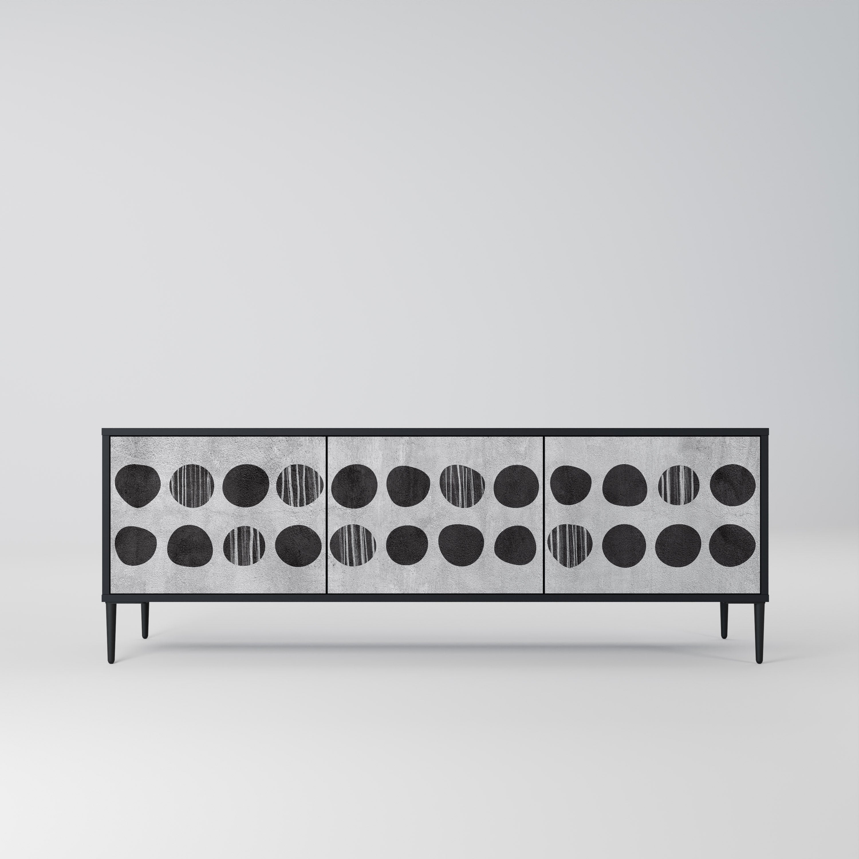 Mueble de TV de 3 puertas GHOSTLY GRADIENTS con acabado negro