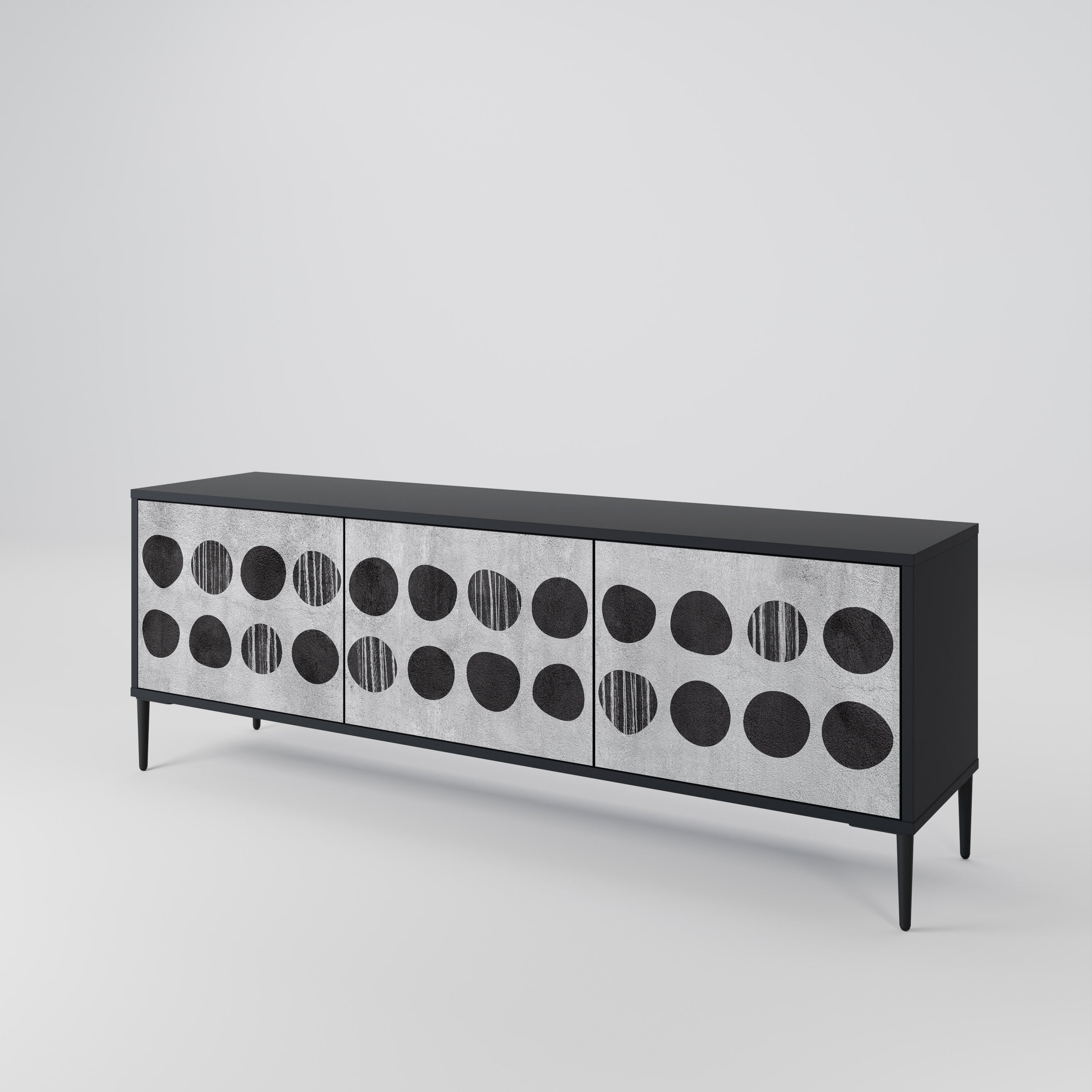 Mueble de TV de 3 puertas GHOSTLY GRADIENTS con acabado negro