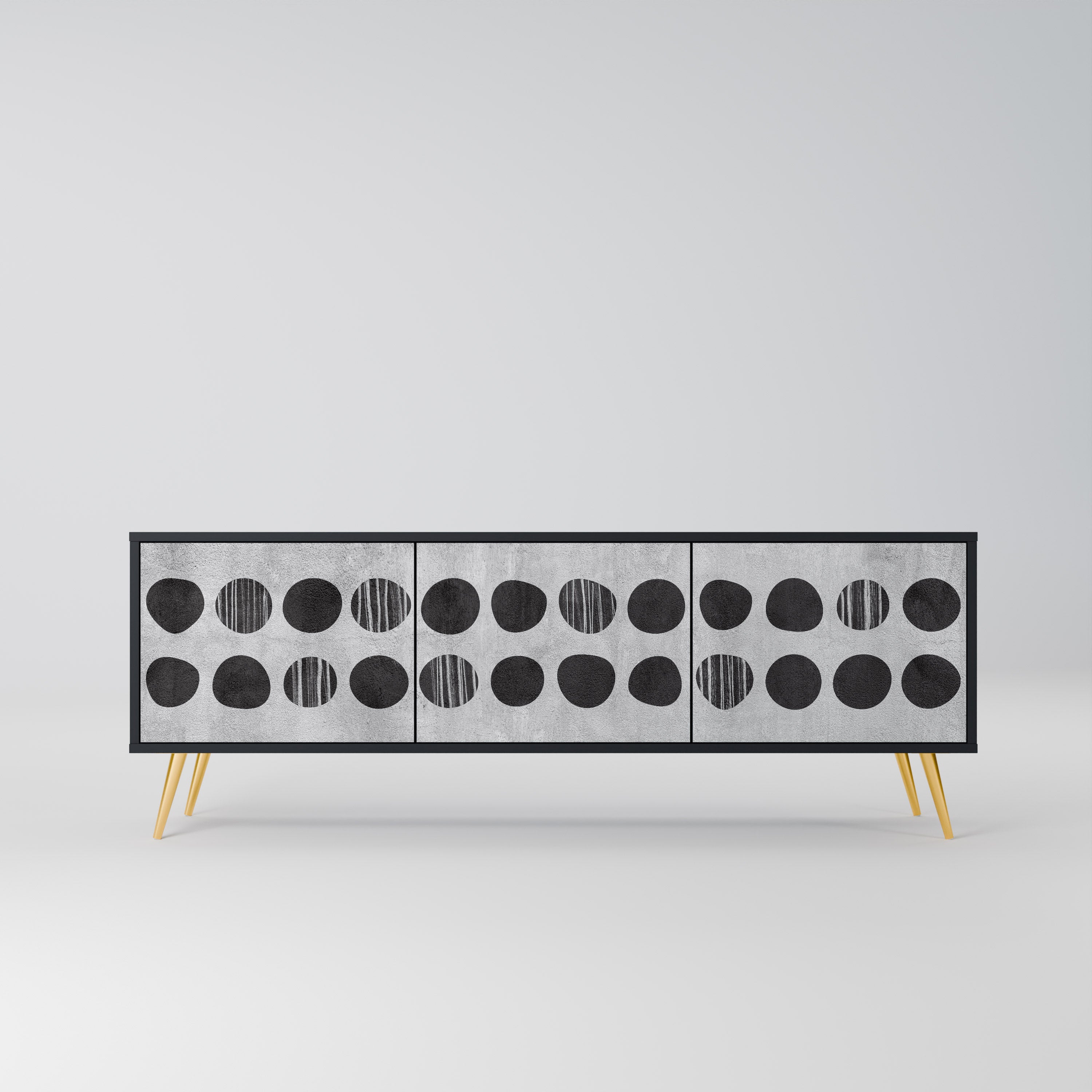 Mueble de TV de 3 puertas GHOSTLY GRADIENTS con acabado negro
