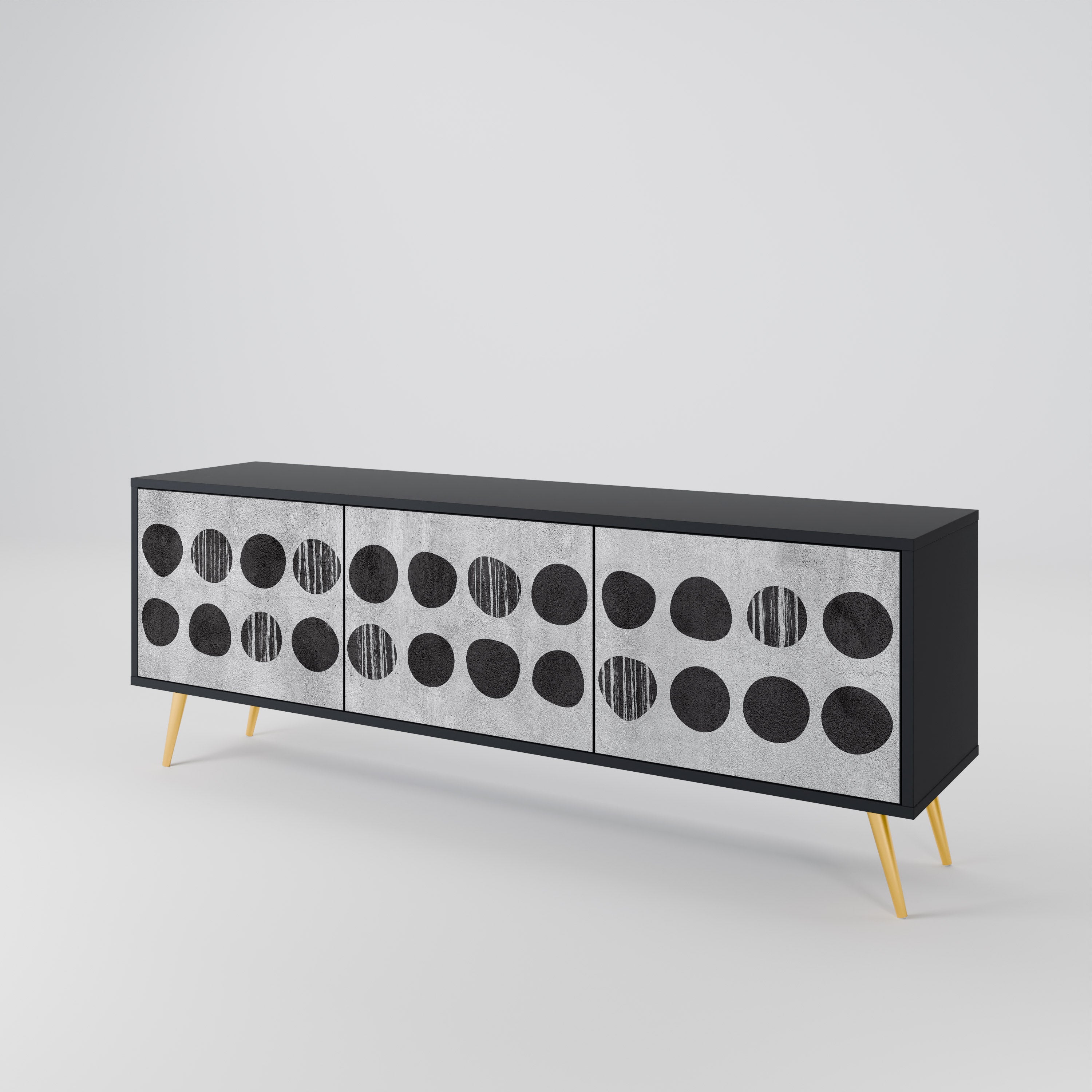 Mueble de TV de 3 puertas GHOSTLY GRADIENTS con acabado negro
