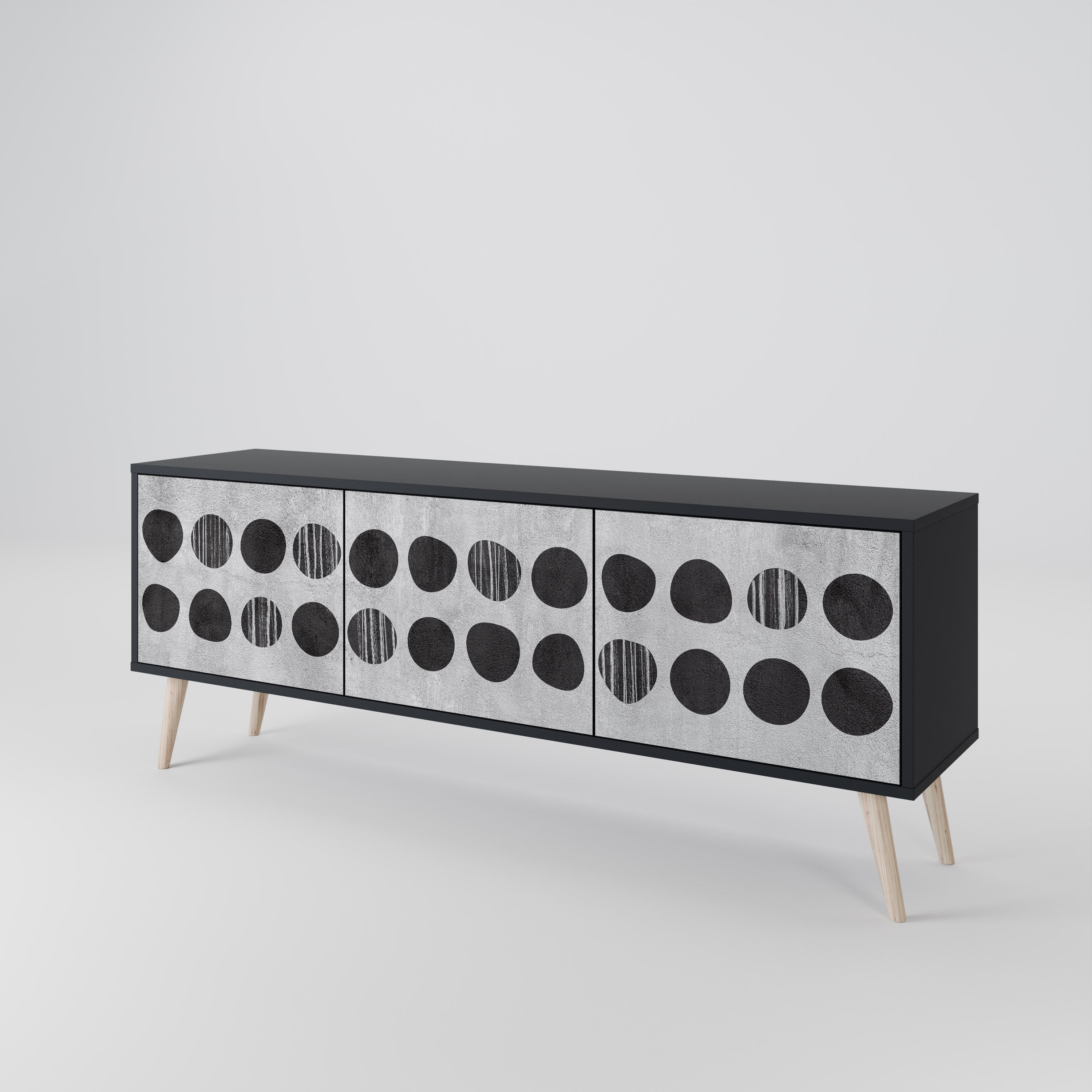Mueble de TV de 3 puertas GHOSTLY GRADIENTS con acabado negro