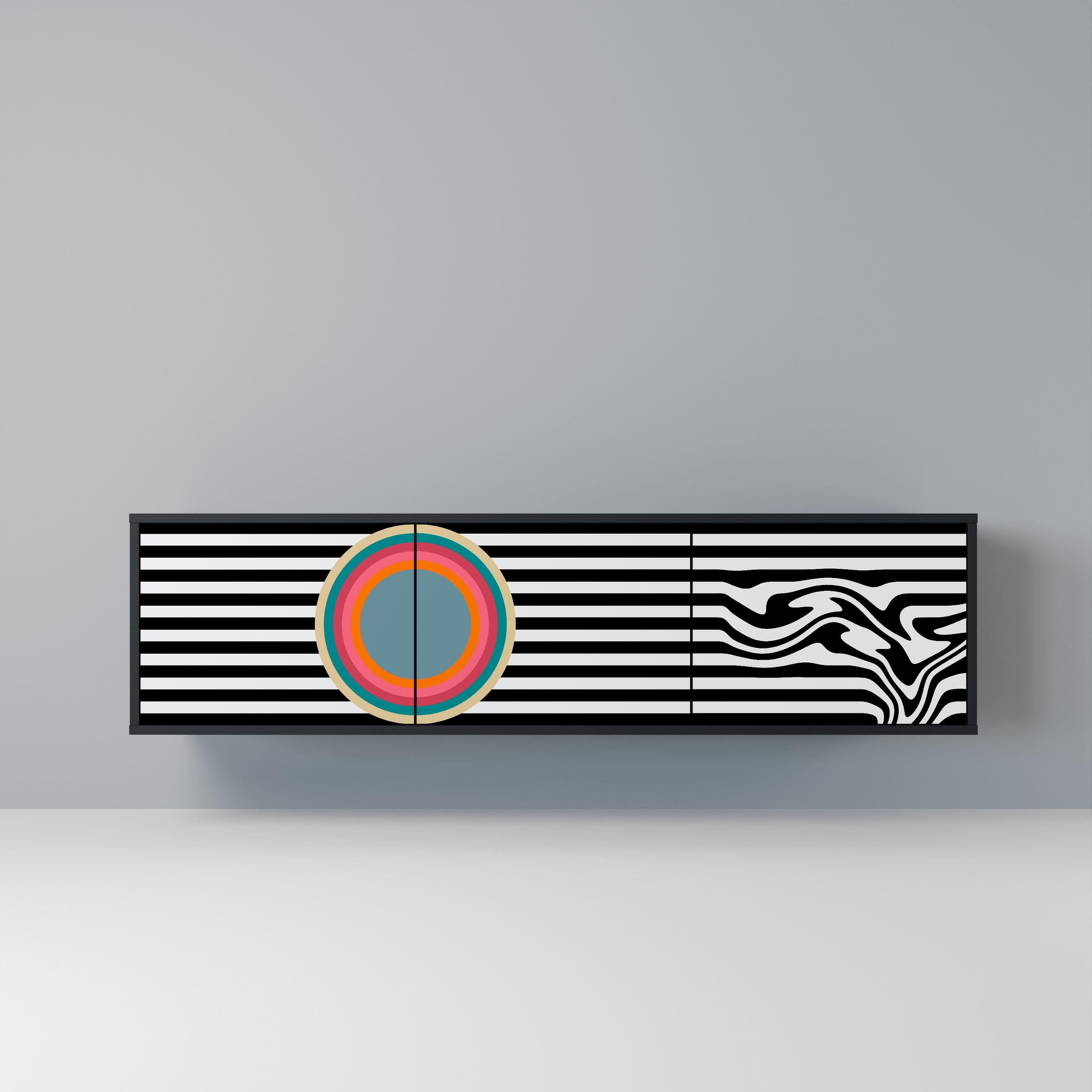 Mueble de TV de 3 puertas SPECTRA SHOWCASE con acabado negro