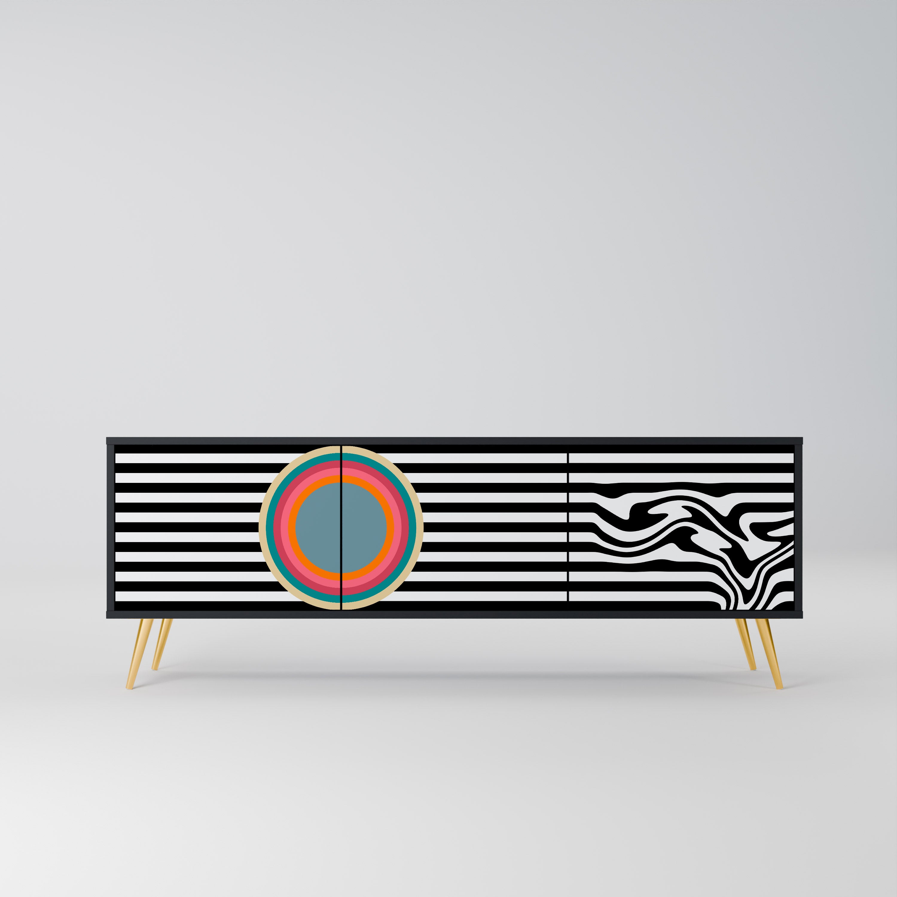 Mueble de TV de 3 puertas SPECTRA SHOWCASE con acabado negro