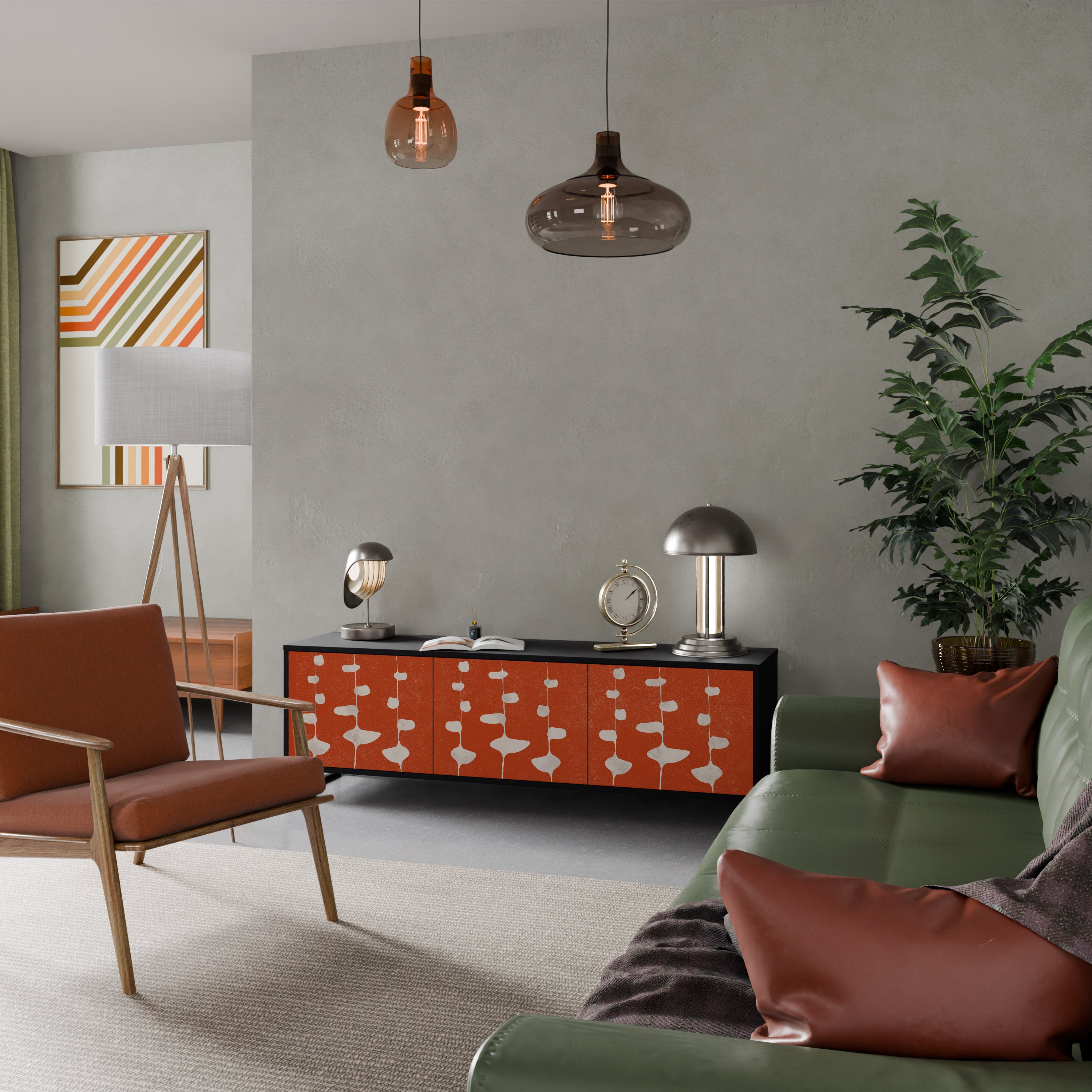 Mueble de TV de 3 puertas COURAGE MOLD con acabado negro