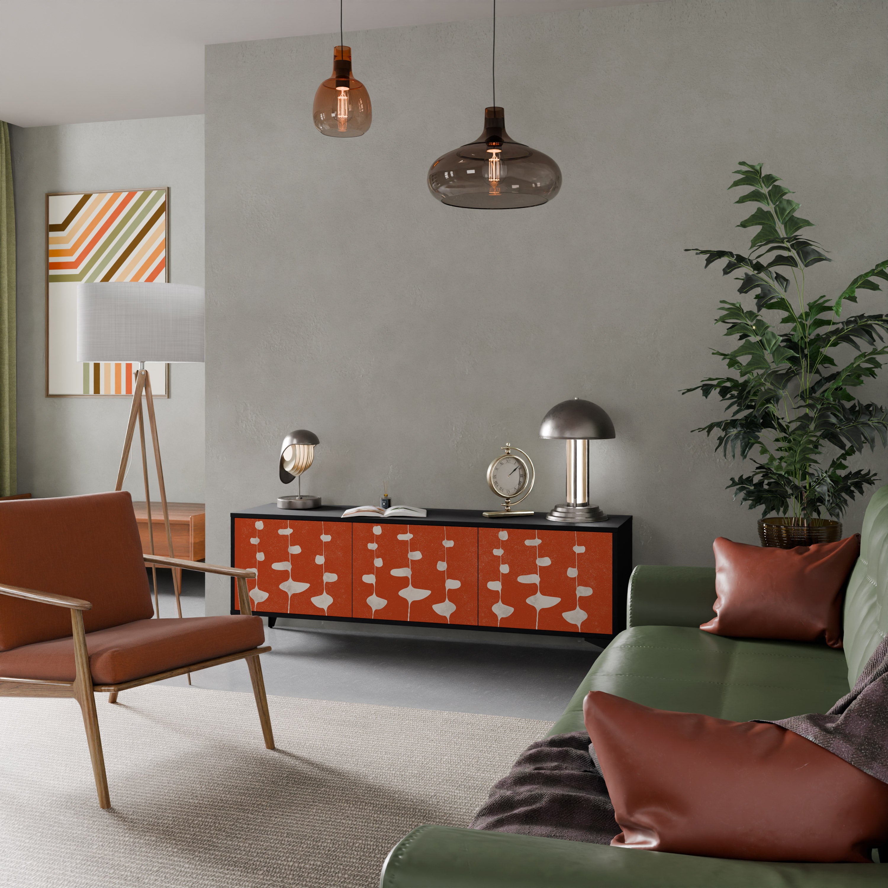 Mueble de TV de 3 puertas COURAGE MOLD con acabado negro