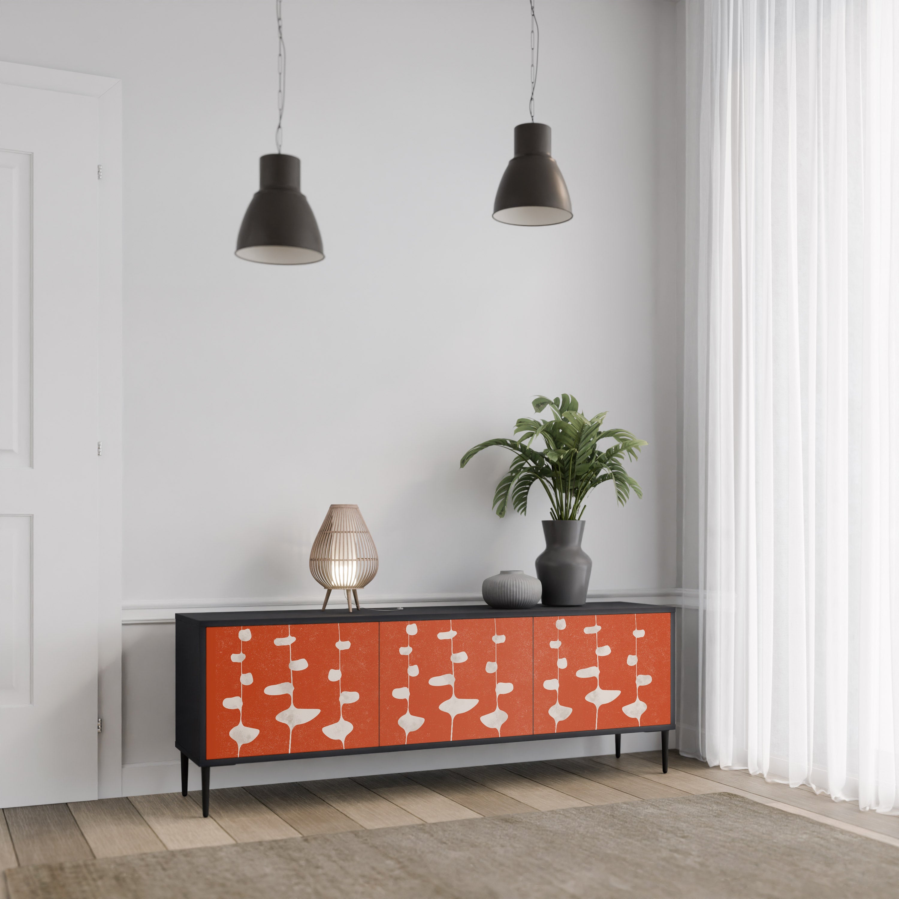 Mueble de TV de 3 puertas COURAGE MOLD con acabado negro