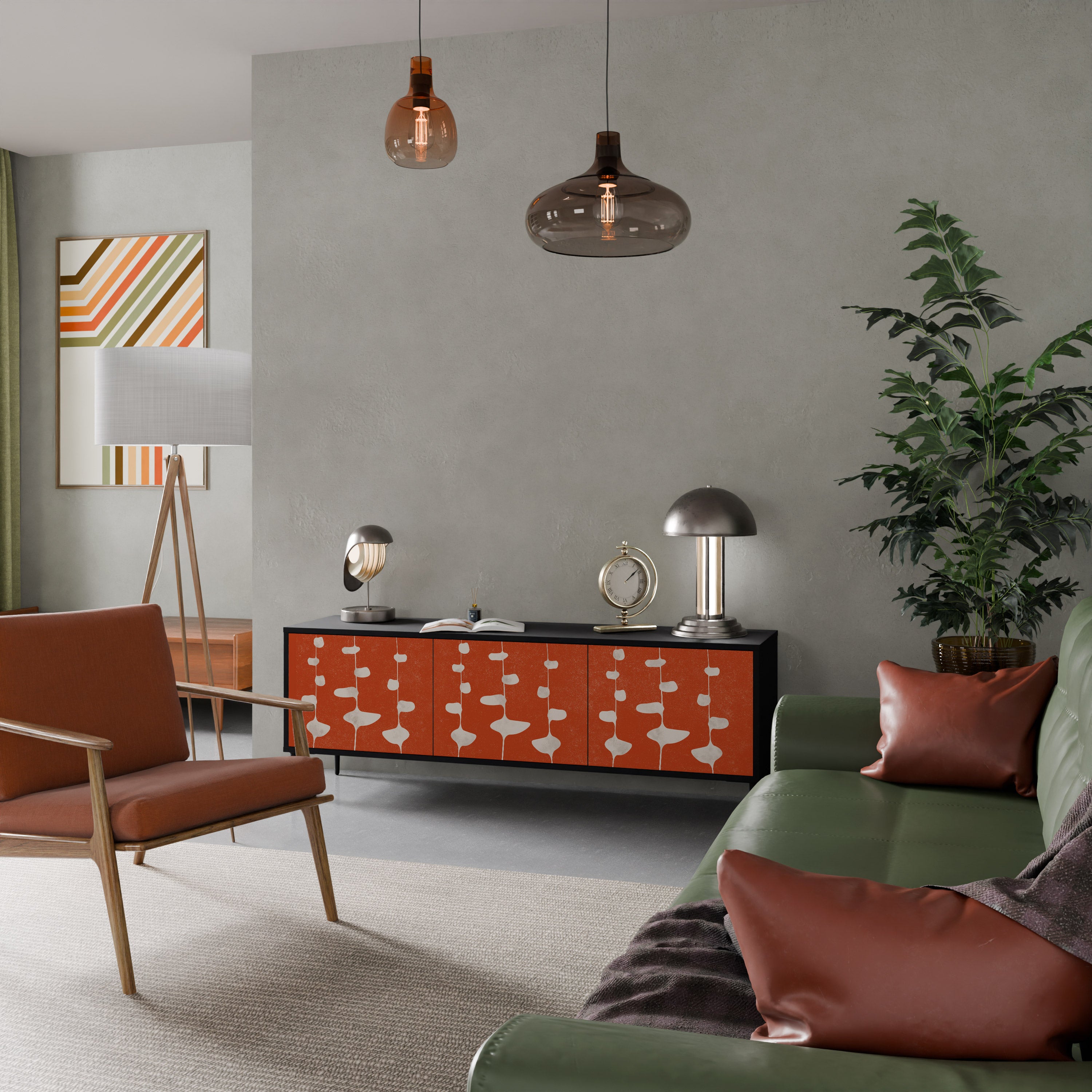 Mueble de TV de 3 puertas COURAGE MOLD con acabado negro