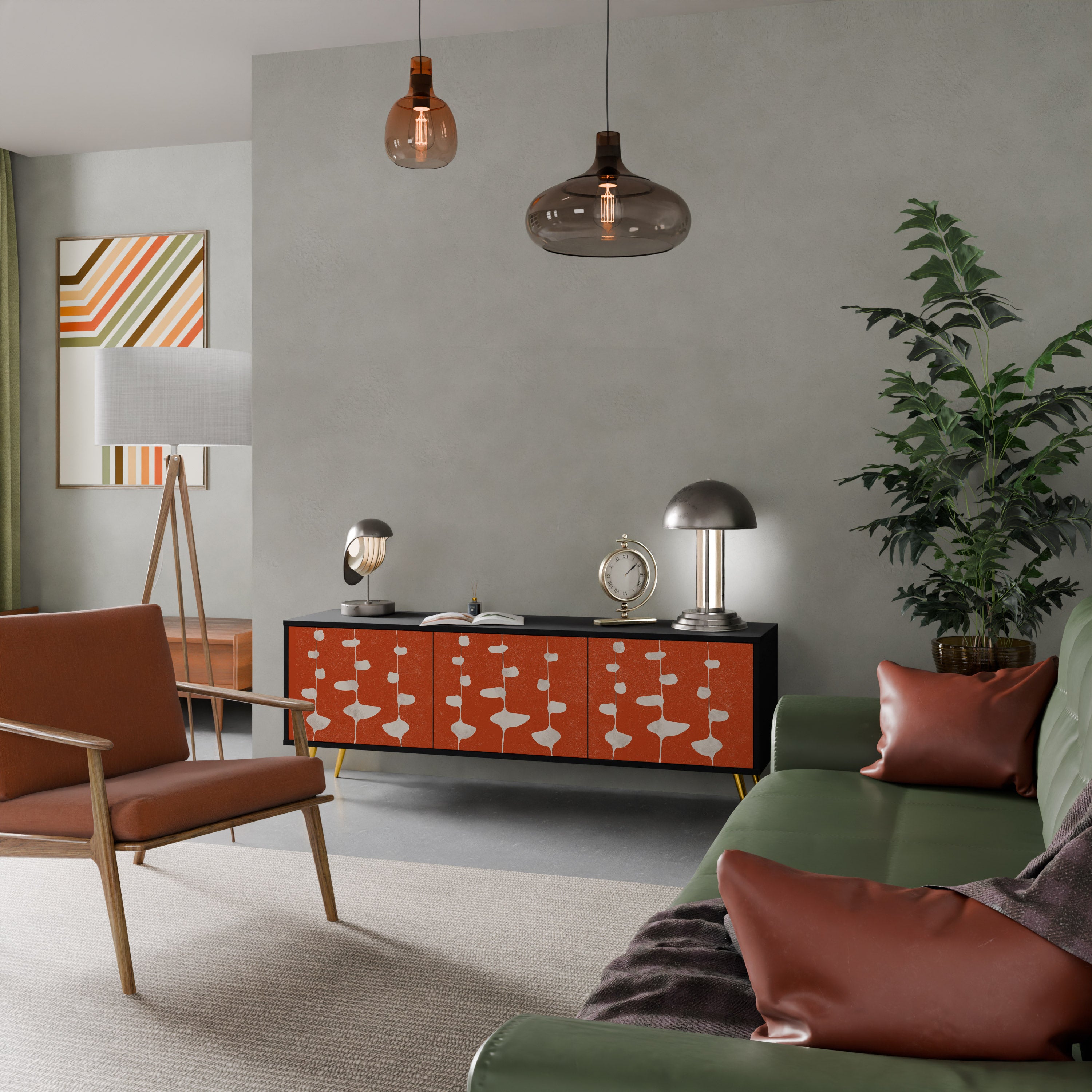 Mueble de TV de 3 puertas COURAGE MOLD con acabado negro