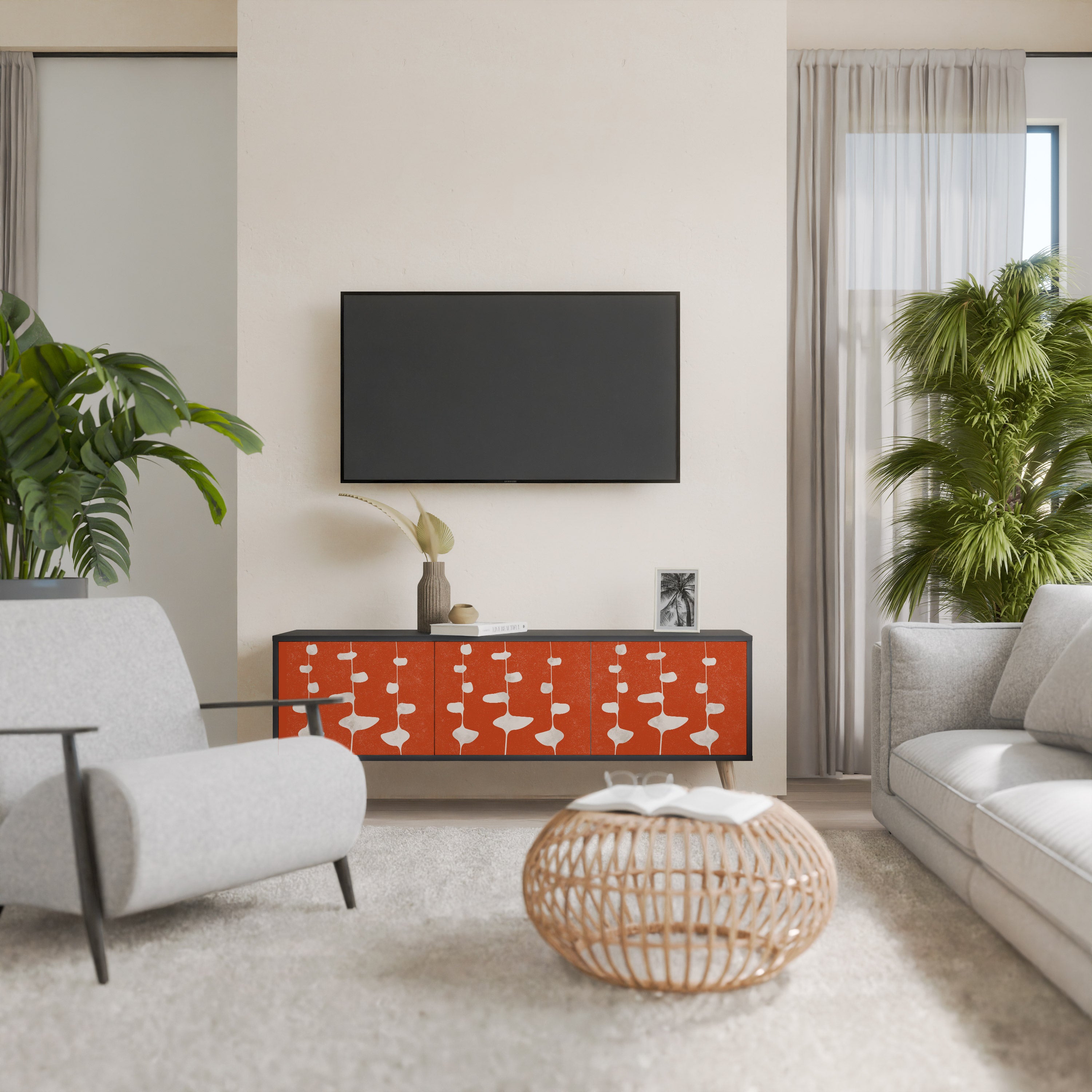 Mueble de TV de 3 puertas COURAGE MOLD con acabado negro