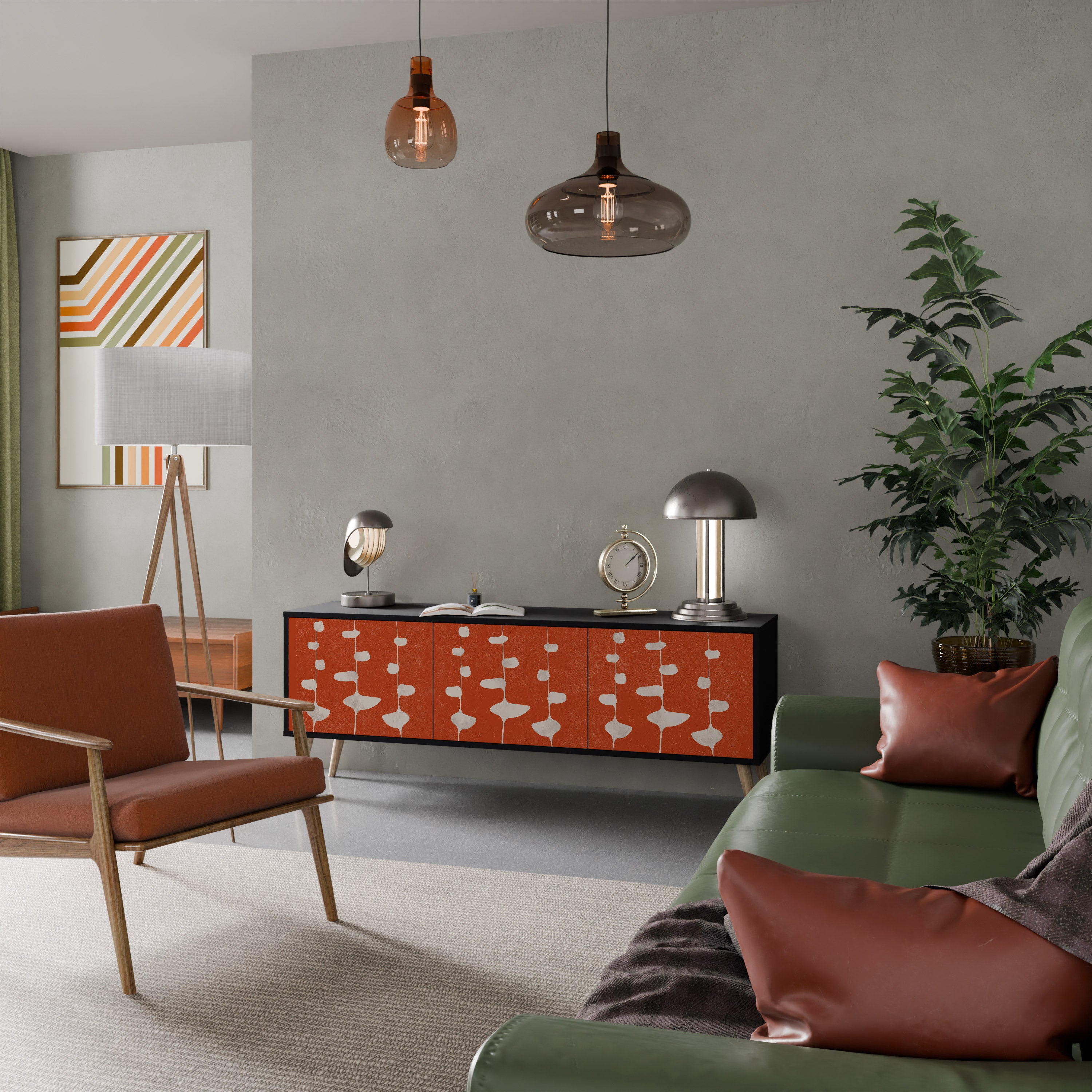 Mueble de TV de 3 puertas COURAGE MOLD con acabado negro