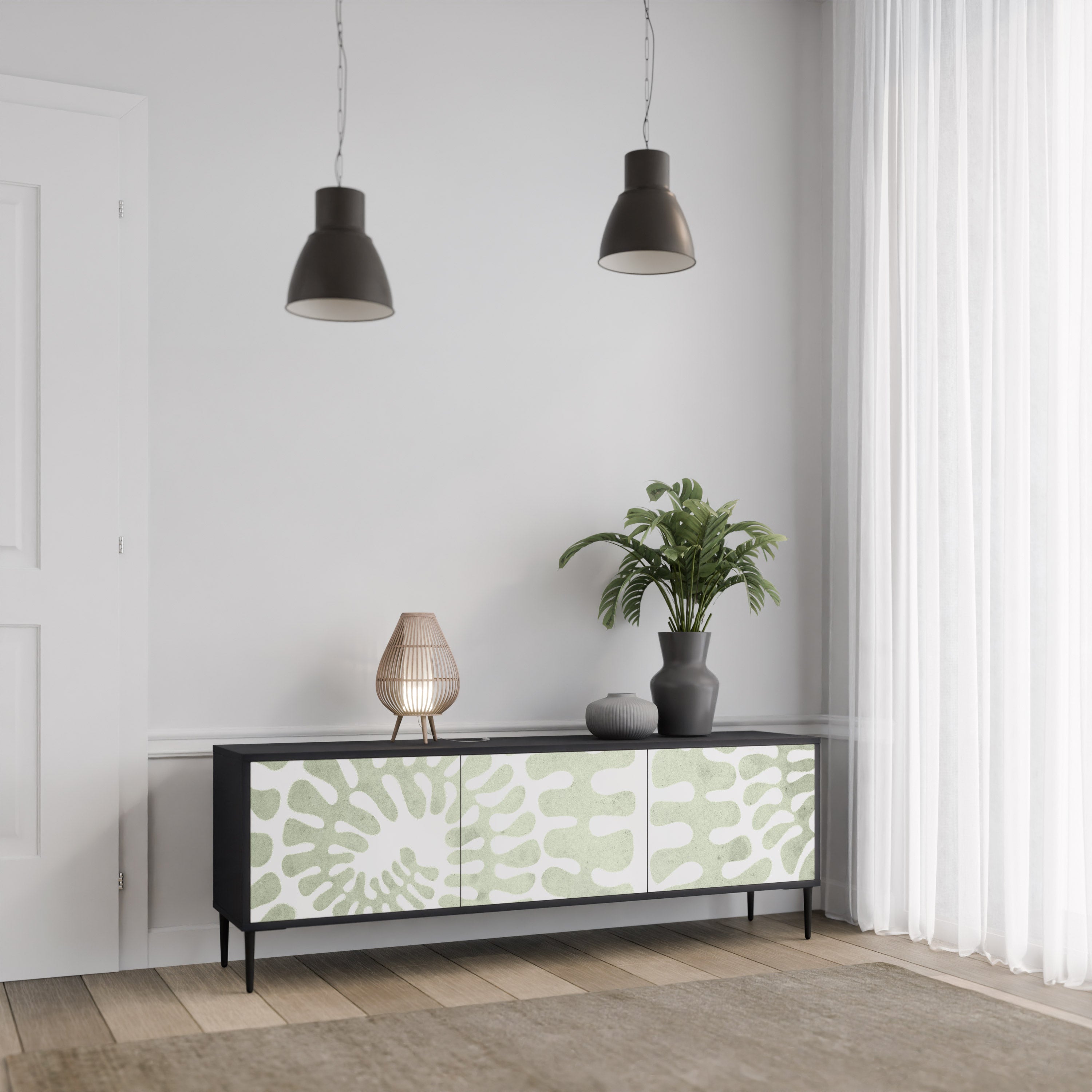 Mueble de TV HELIX DANCE de 3 puertas con acabado negro