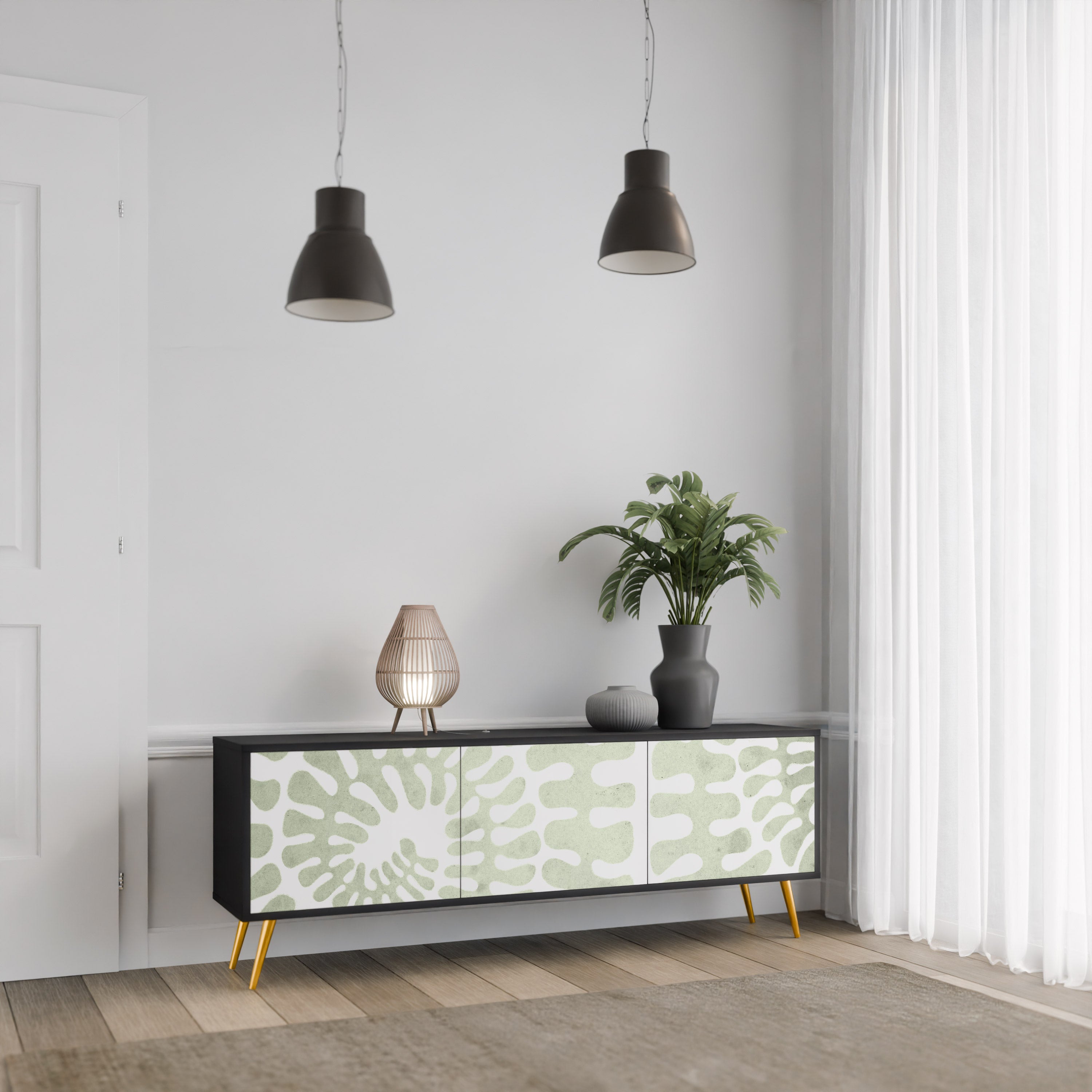 Mueble de TV HELIX DANCE de 3 puertas con acabado negro