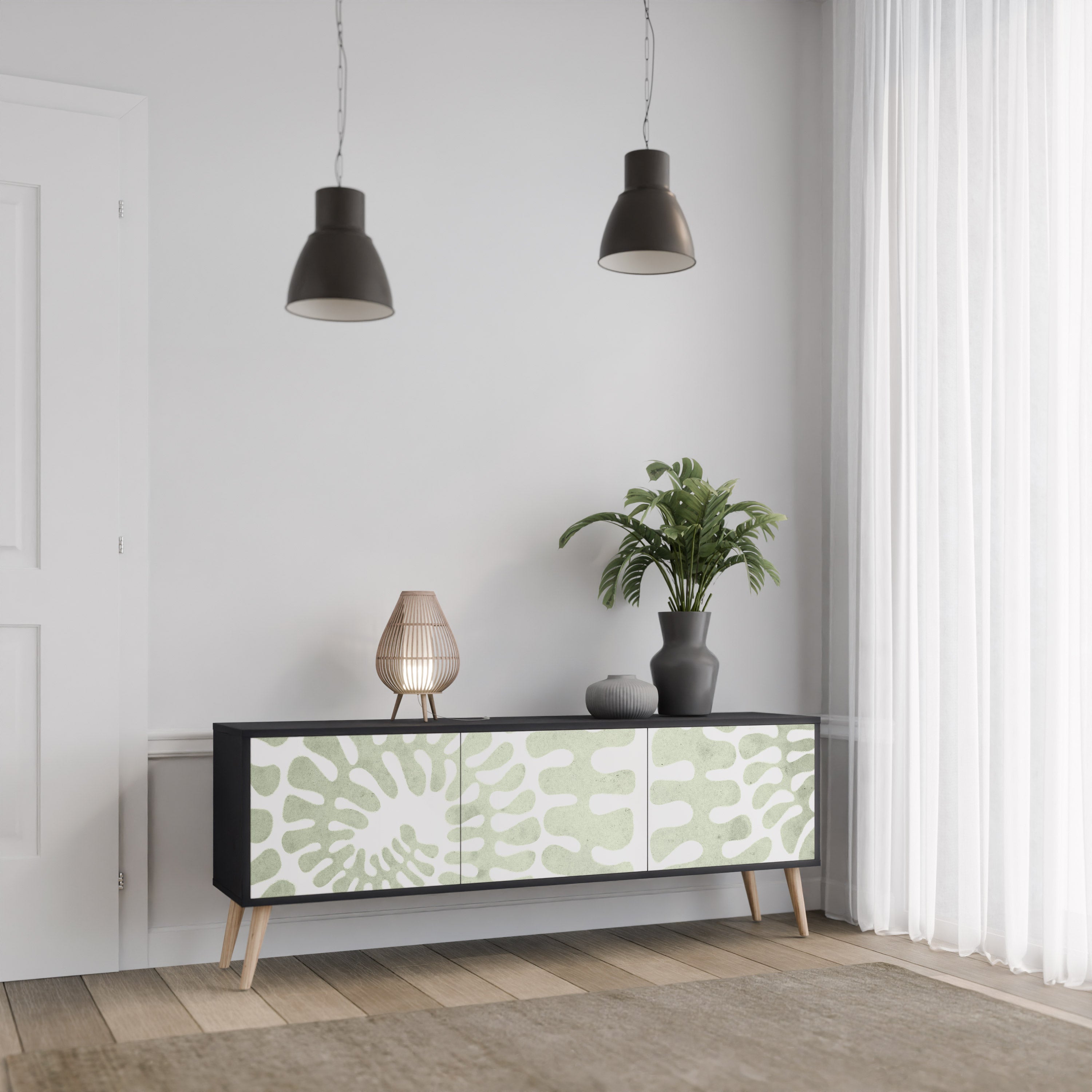 Mueble de TV HELIX DANCE de 3 puertas con acabado negro