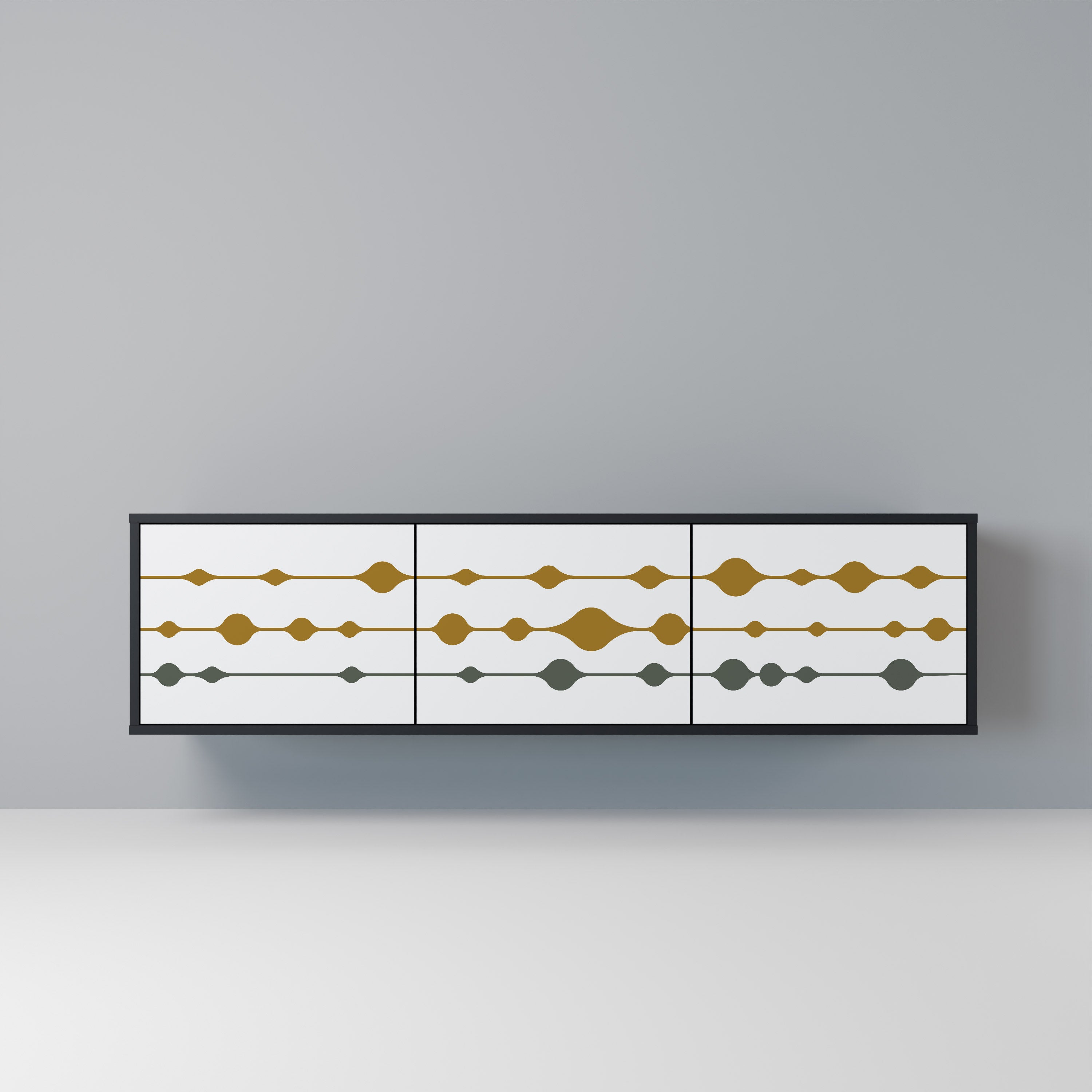 Mueble de TV de 3 puertas VIVID TONE con acabado negro
