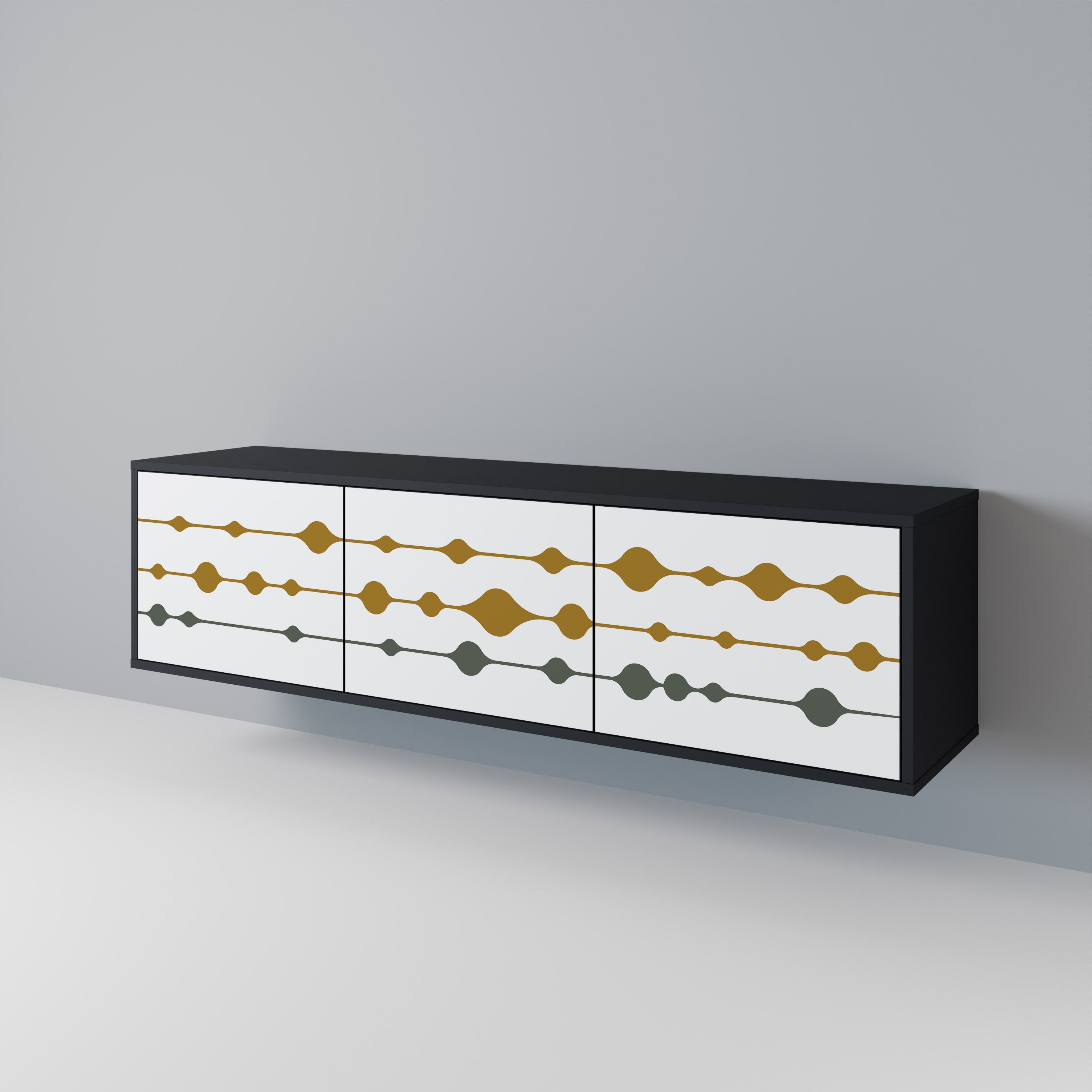 Mueble de TV de 3 puertas VIVID TONE con acabado negro