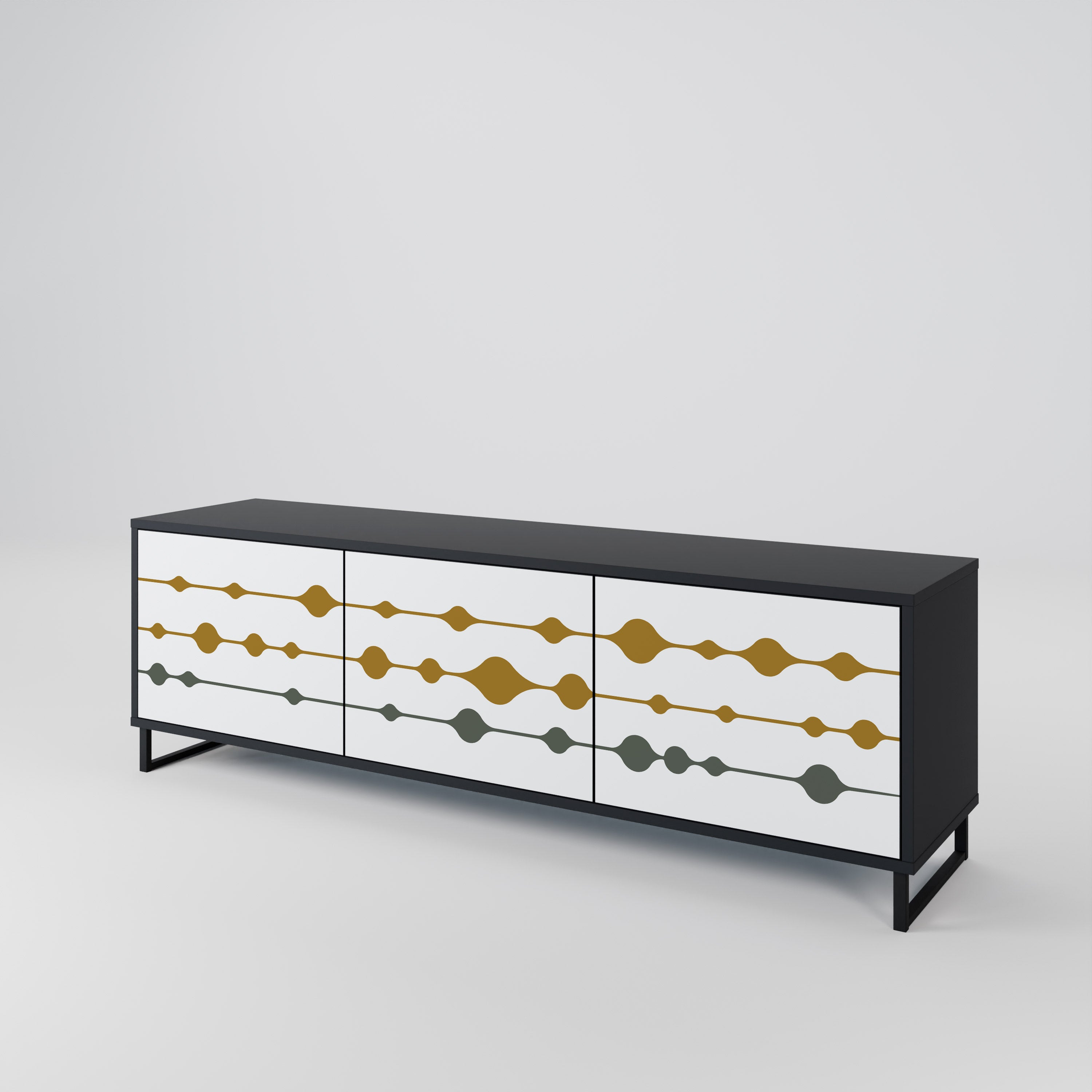 Mueble de TV de 3 puertas VIVID TONE con acabado negro