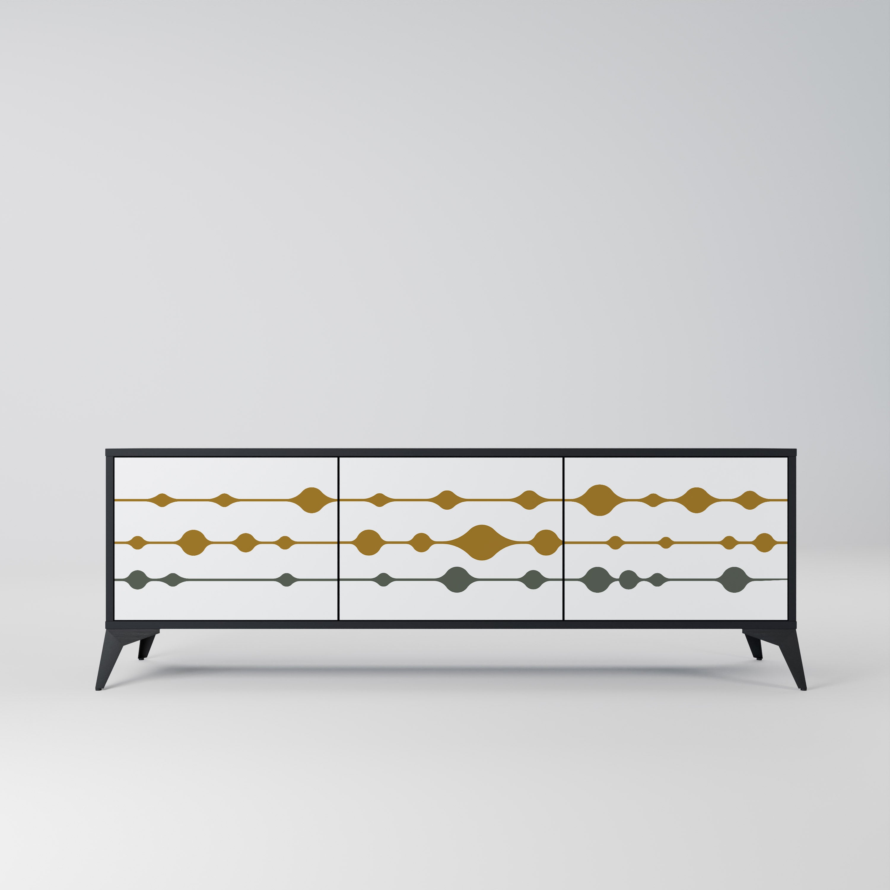 Mueble de TV de 3 puertas VIVID TONE con acabado negro