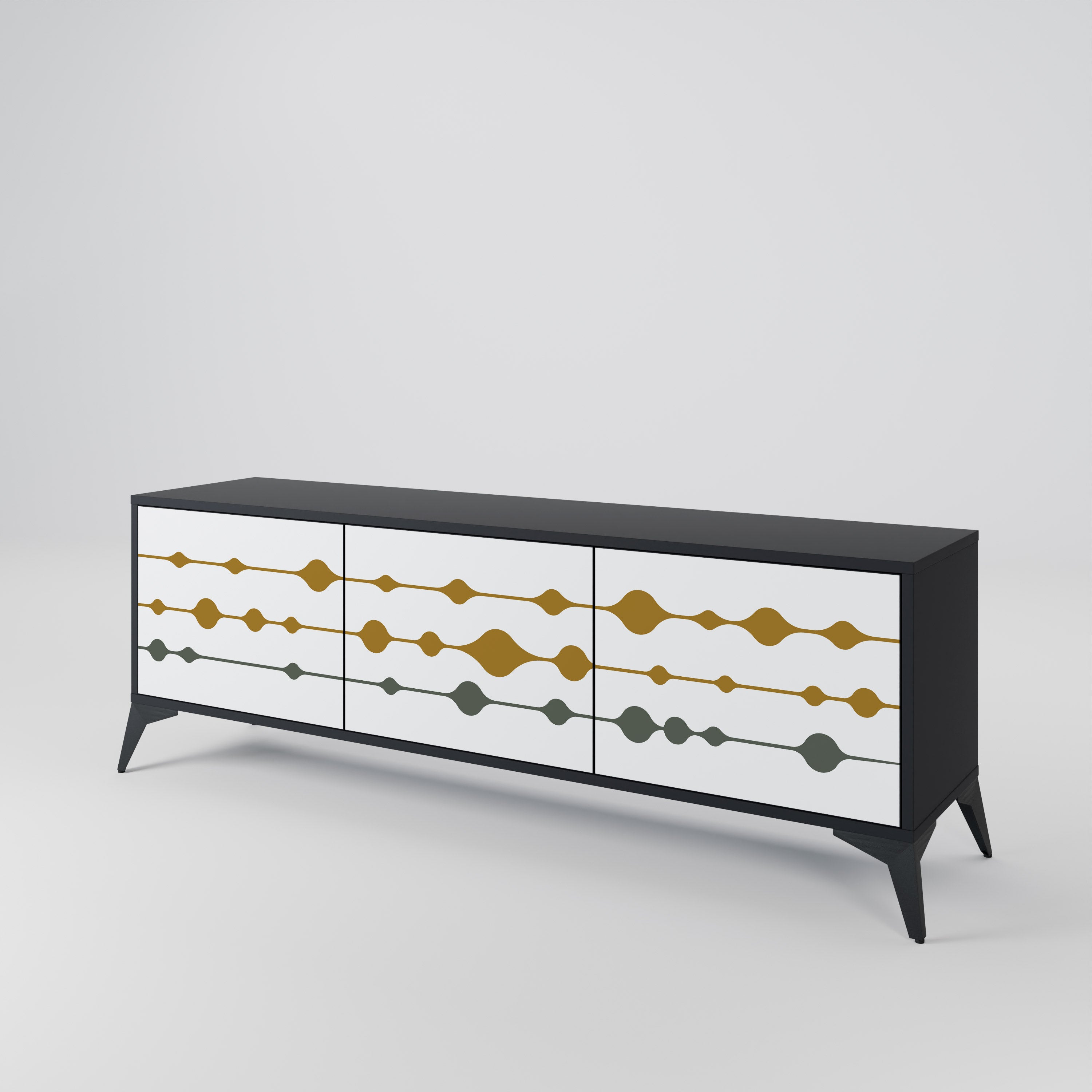 Mueble de TV de 3 puertas VIVID TONE con acabado negro