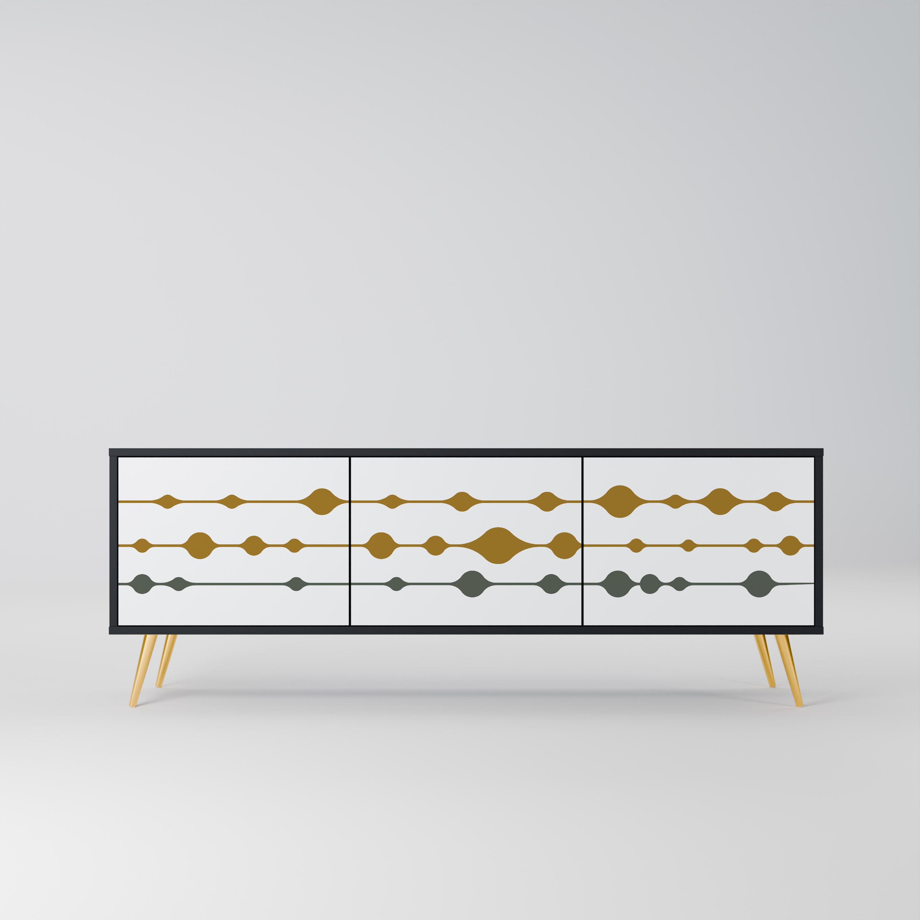 Mueble de TV de 3 puertas VIVID TONE con acabado negro