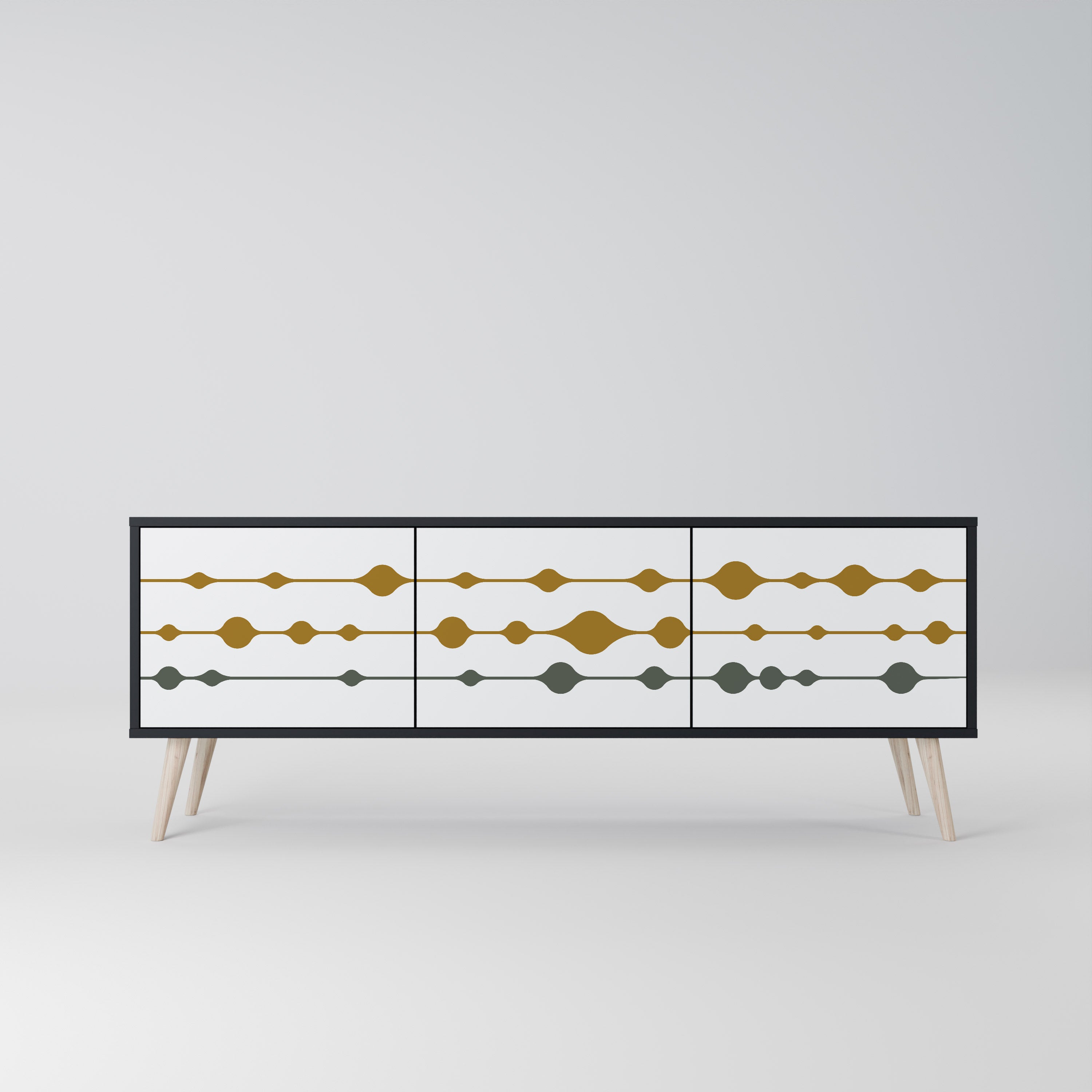 Mueble de TV de 3 puertas VIVID TONE con acabado negro